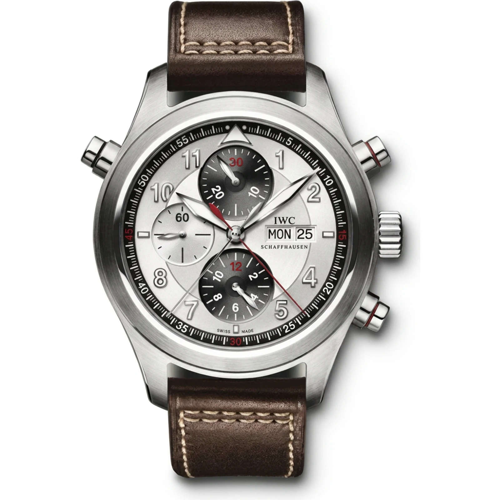 IWC Pilot's Watch Spitfire Double Chronograph Stainless Steel Panda Strap IW371806