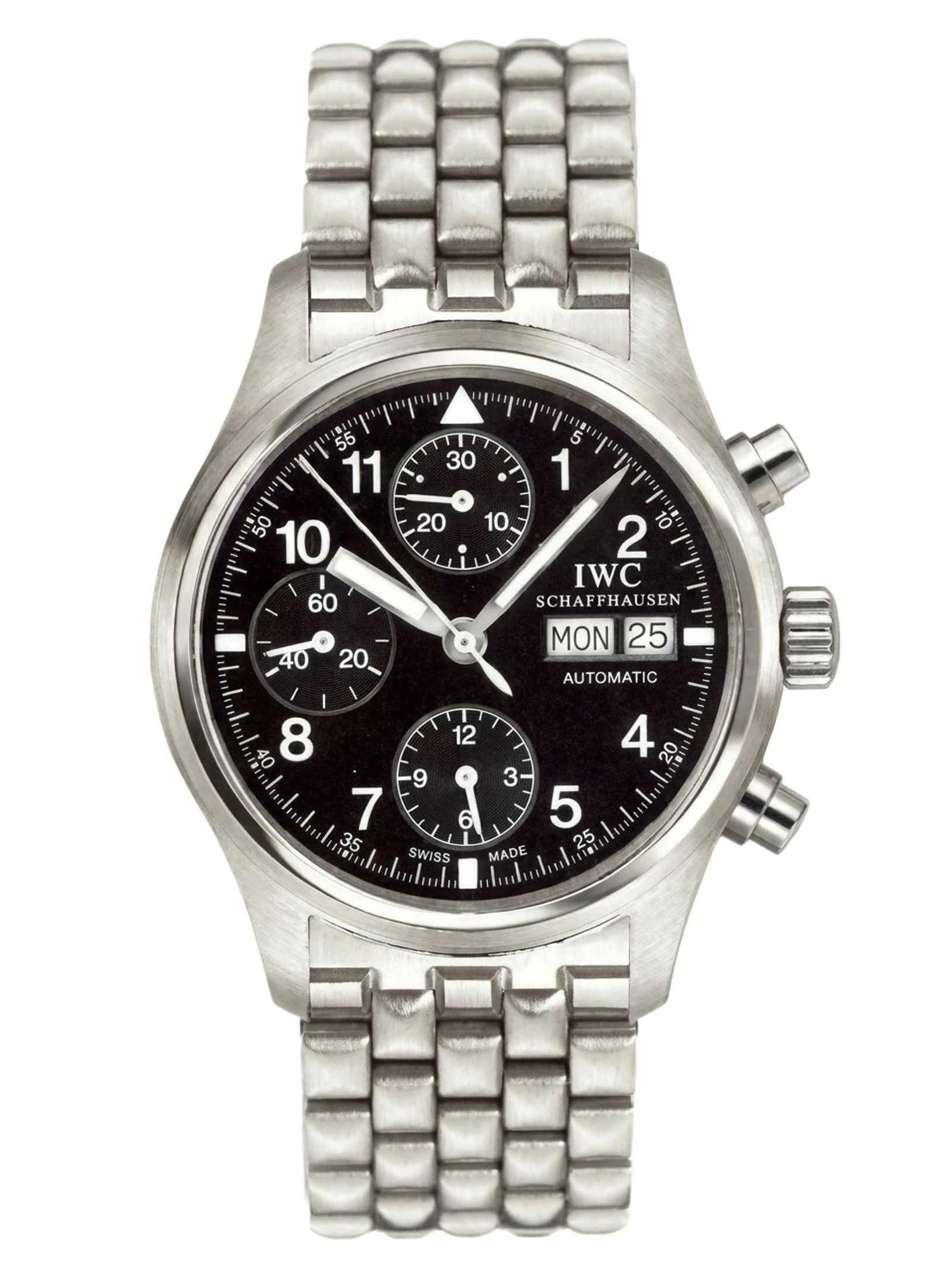 IWC Pilot's Watch Chronograph Stainless Steel Black English Bracelet IW370607