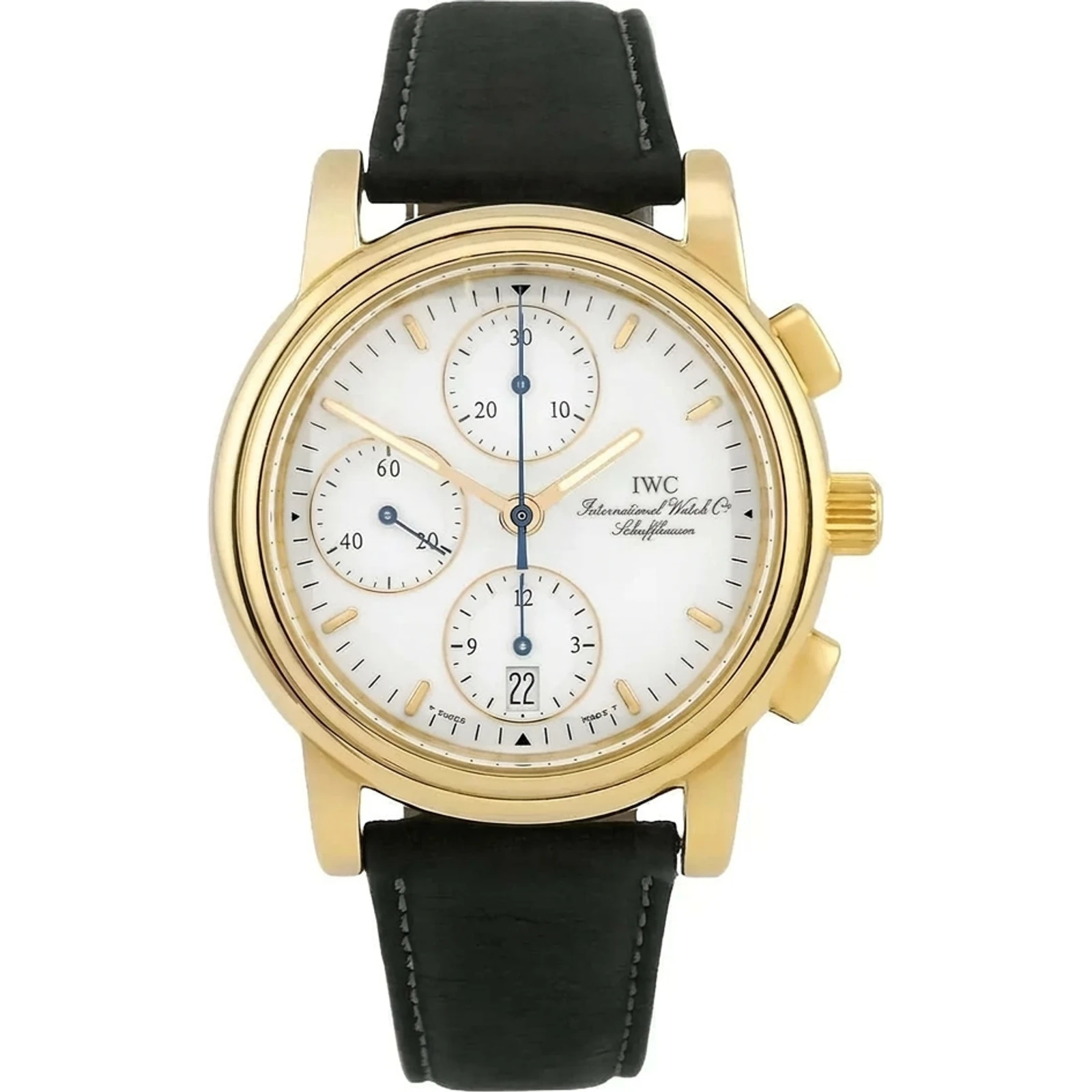 IWC Amalfi 18 Karat Gelbgold Chronograph schwarzes Blatt 3703