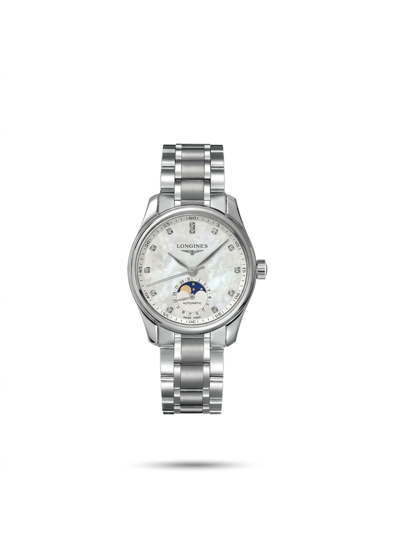 Longines Master Collection 34 Moonphase Stainless Steel / MOP-Diamond / Bracelet L2.409.4.87.6