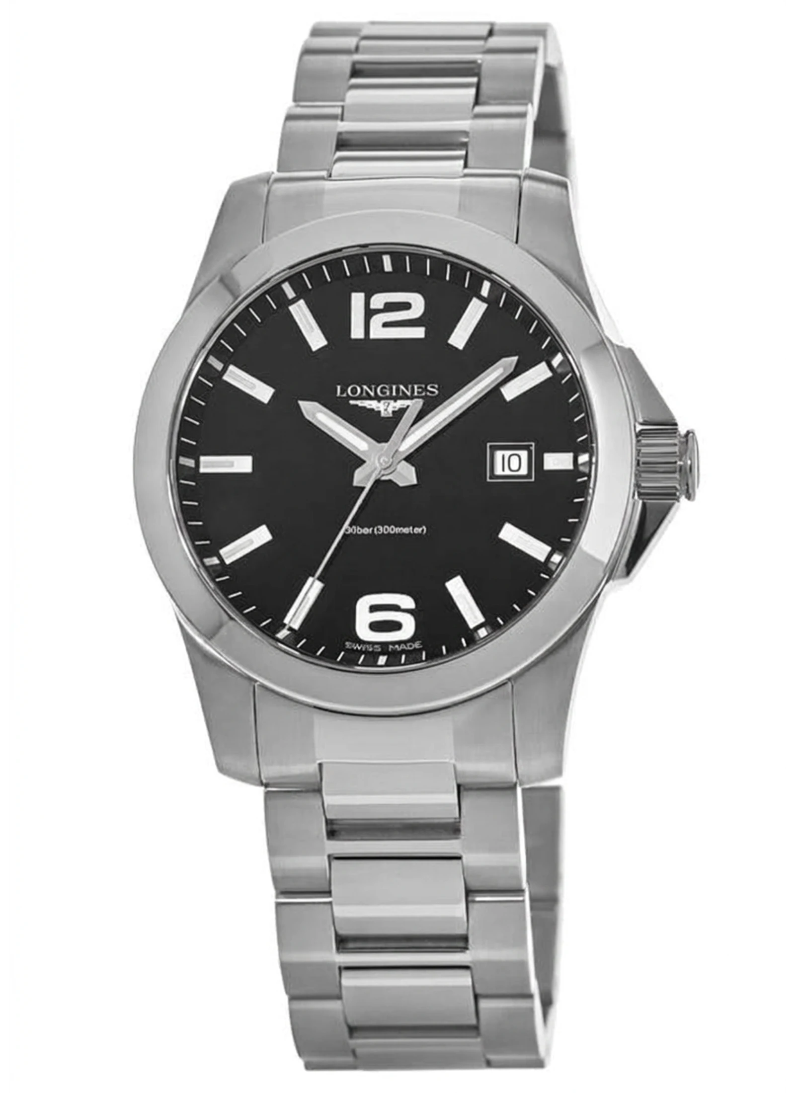 Longines Conquest 41 Quartz Black Lacquered Dial L3.759.4.58.6