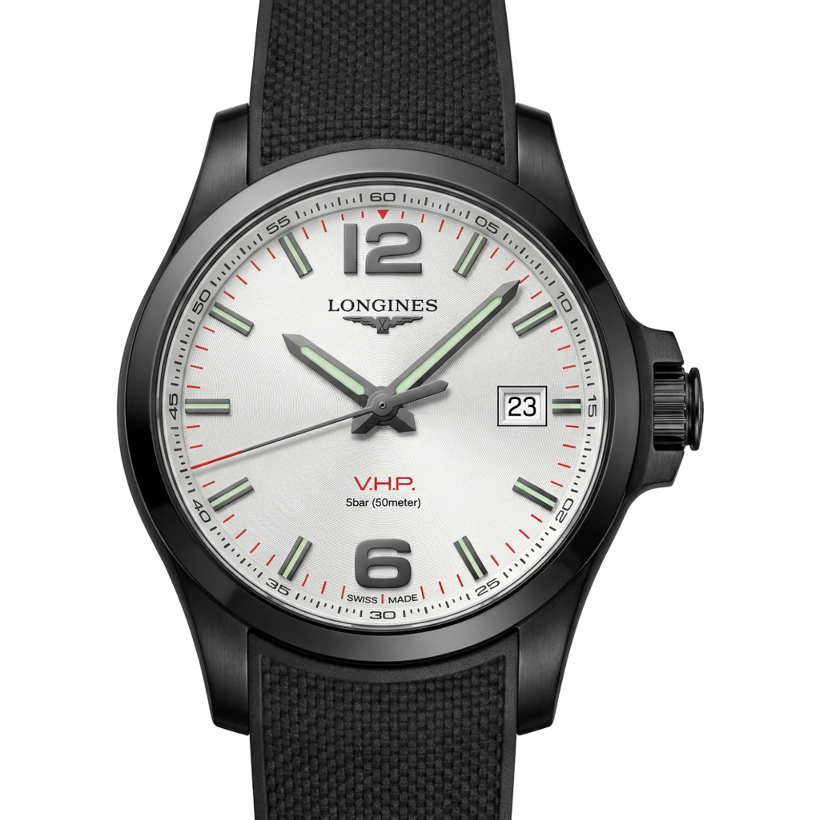 Longines Conquest V.H.P. 43 PVD / Silver / Rubber L3.726.2.76.9