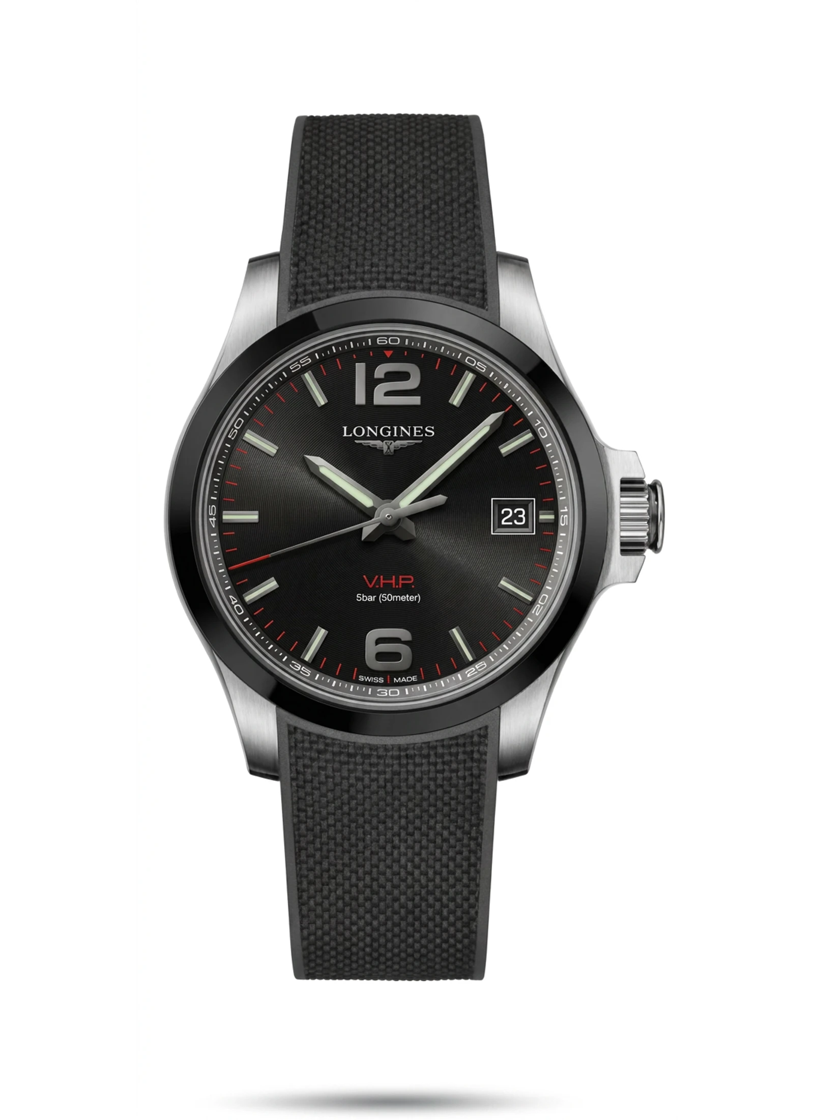 Longines Conquest V.H.P. 41 Stainless Steel / Ceramic / Black / Rubber L3.719.4.56.9