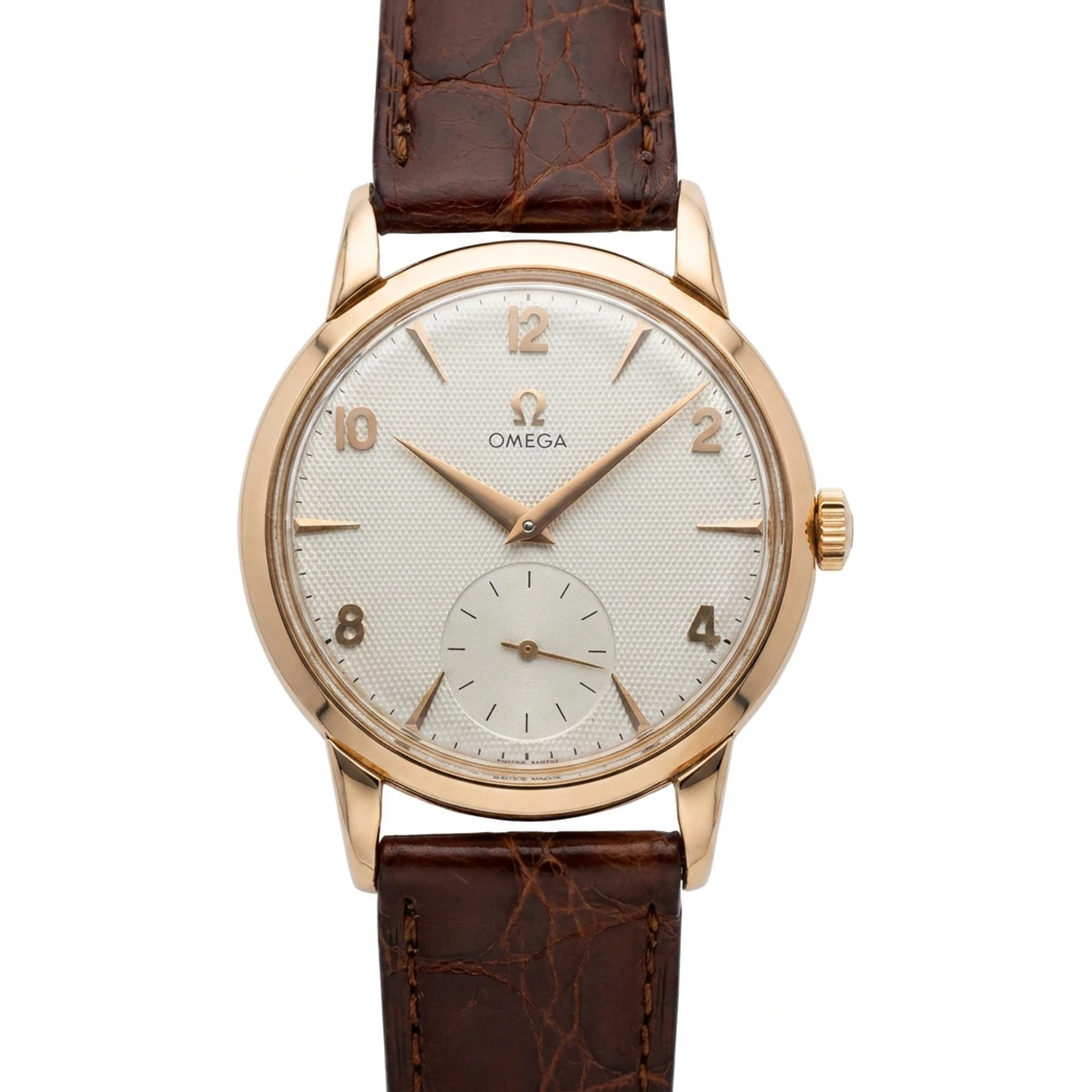 1940’s Omega 18K Gold Silver Pyramid Sub Second Dial Manual Wind 2685