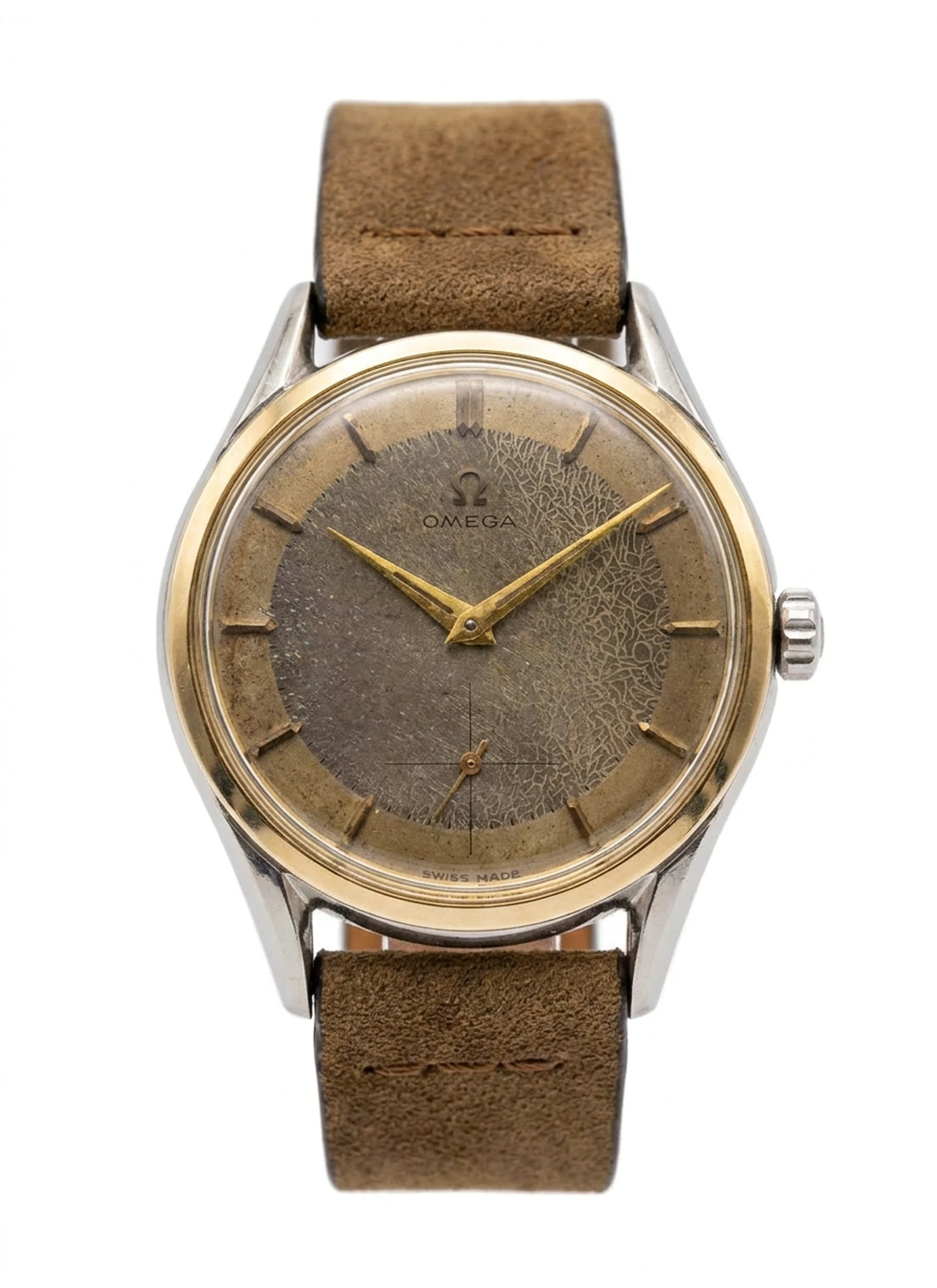 Omega 1955 manual wind two tone sub second dial steel case 2791-6