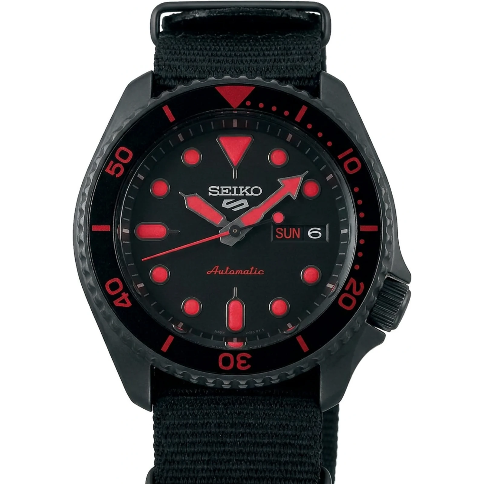 Seiko 5 Sports Black Dial Nylon Strap Automatic Mens SRPD83K1