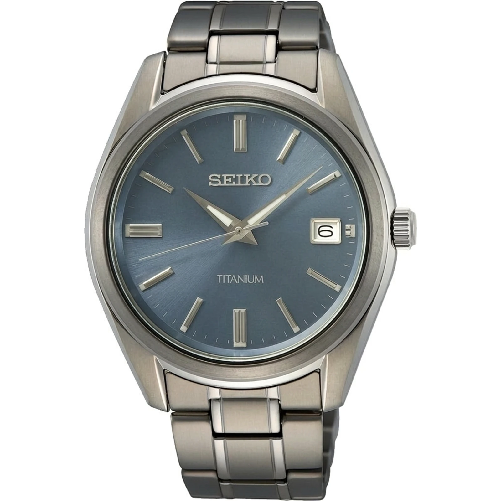 Seiko Titanium Quartz SUR371 Sapphire Crystal and Blue Dial SUR371P1