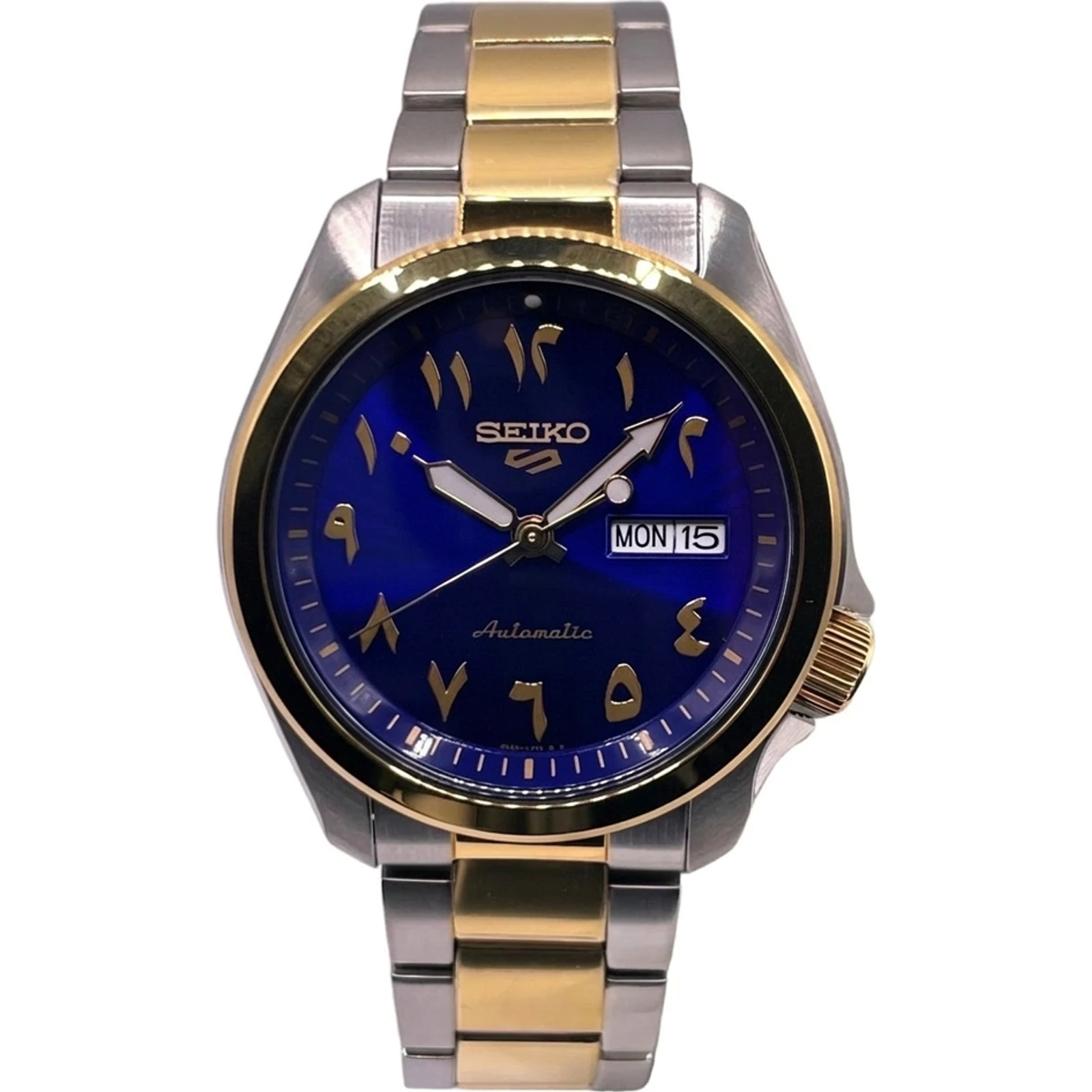 Seiko 5 SRPH50 SRPH50K1 (Twin of SRPH49) Blue Arabic Dial Two Tone Automatic Watch