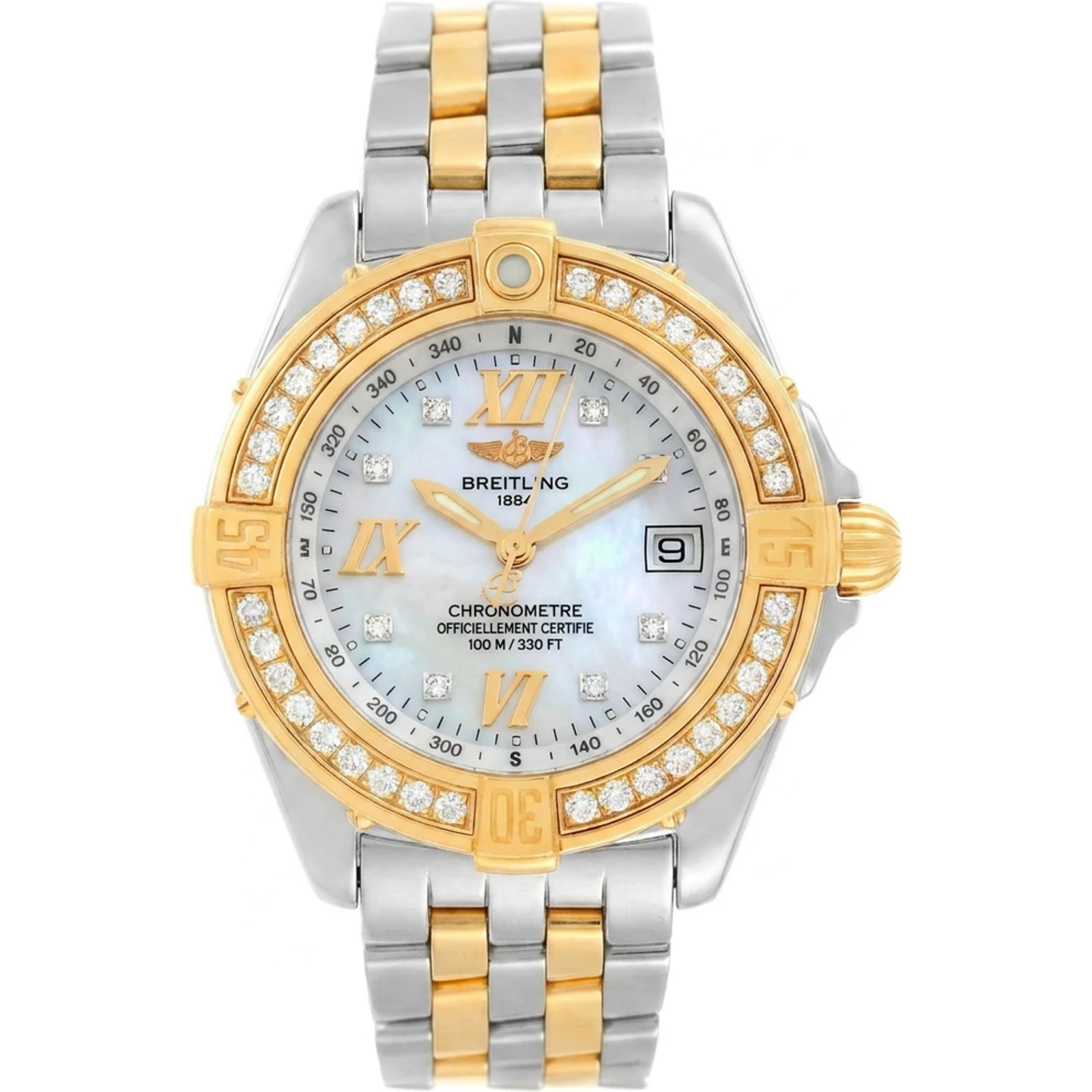 Breitling B-Class Perlmutt Dial Steel and 18K Gold D71365