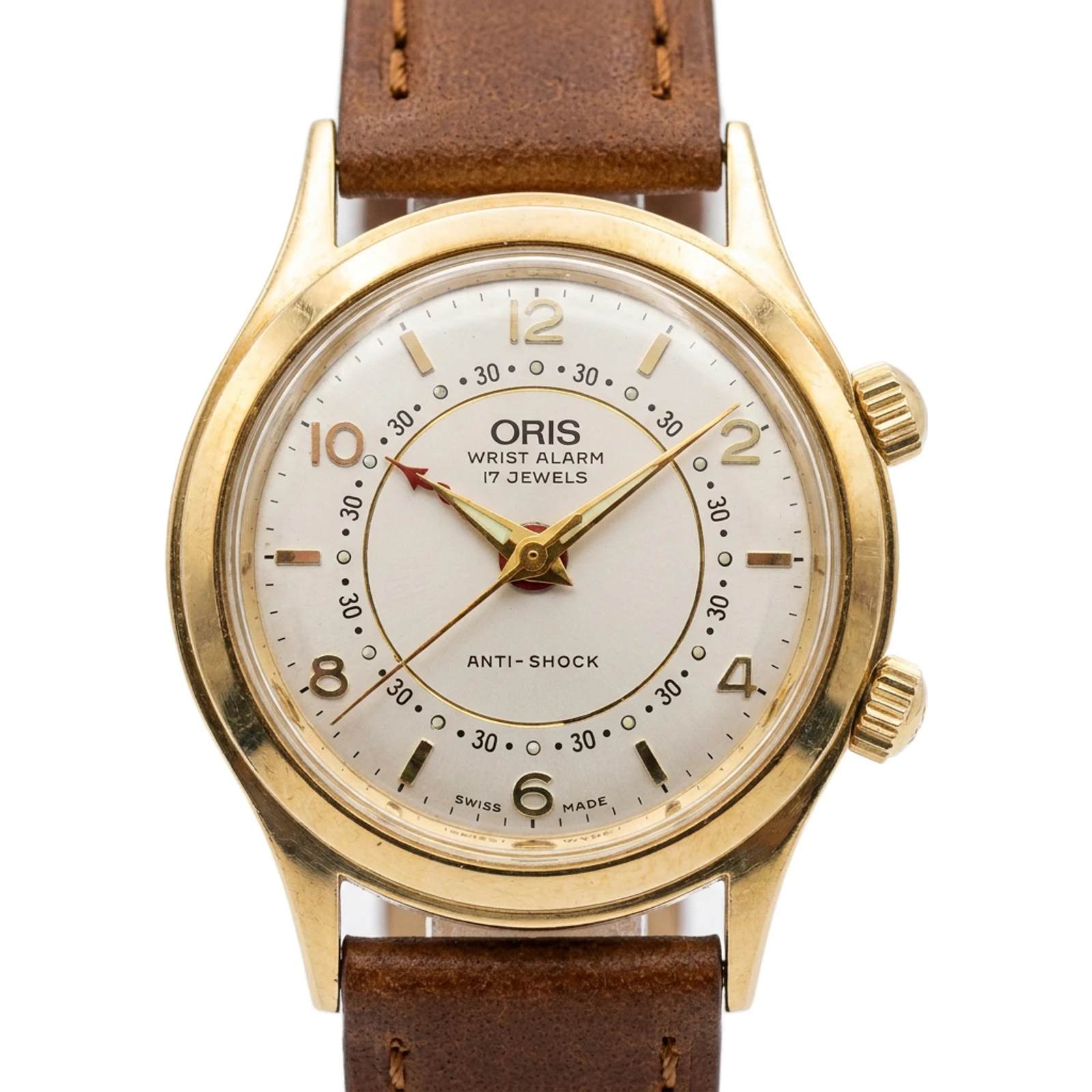 Oris Wrist Alarm 418-7307 Wecker Handaufzug Ø34 Mm Edelstahl Vergoldet