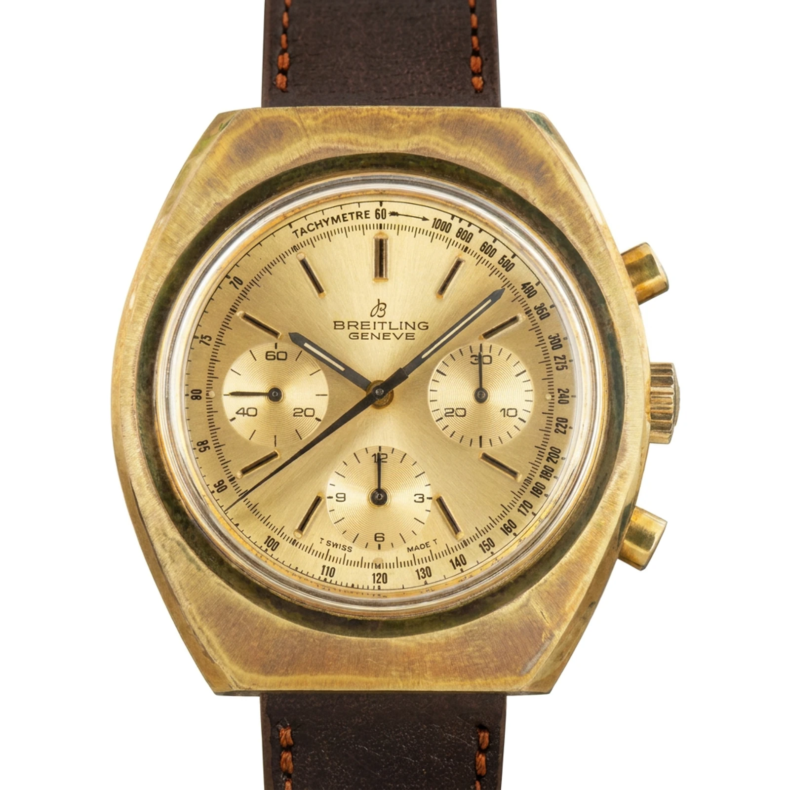 Breitling 42 mm Chronograph 1451 820.4 Long Player Tritium Gold Plated 1975