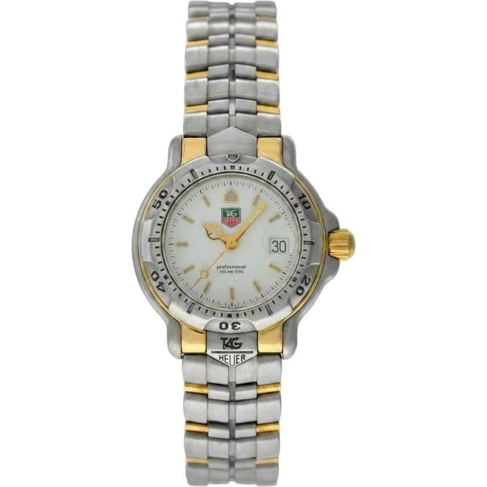 TAG Heuer Professional WH1351 Ladies 18K Gold Steel Date Quartz 28MM Watch