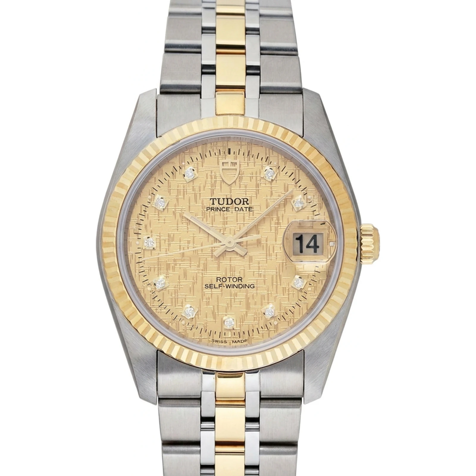 Tudor Oysterdate Automatic Champagne Dial Diamond Men's 74033-0005
