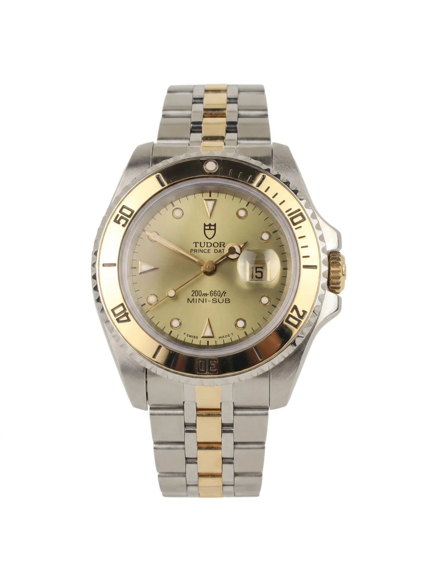 Tudor Prince Oyster Date Mini-Sub Yellow Gold Steel Watch 73193 BF557956