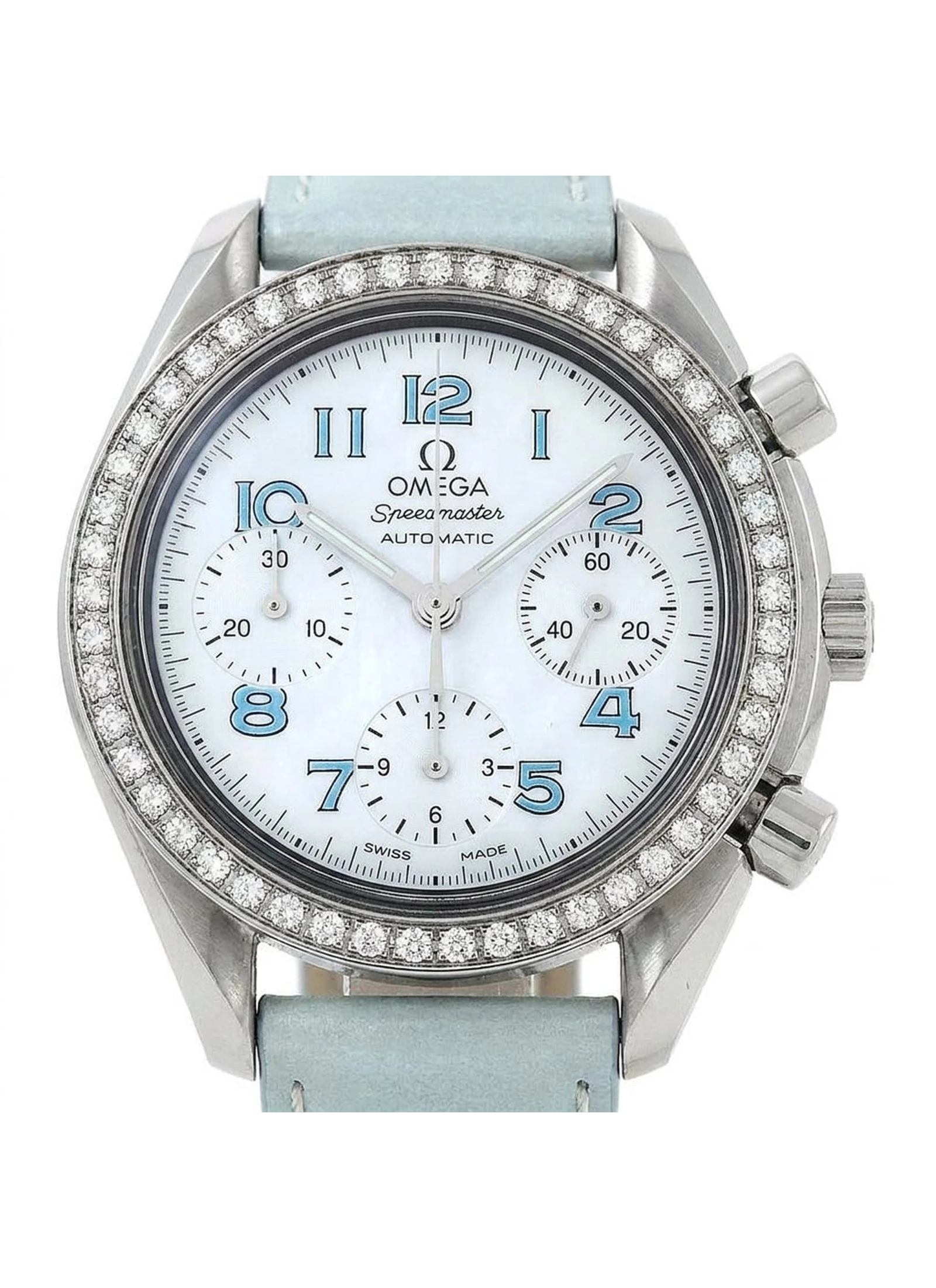 Omega Speedmaster Reduced Ladies Stainless Steel Diamond MOP Blue 3815.71.53