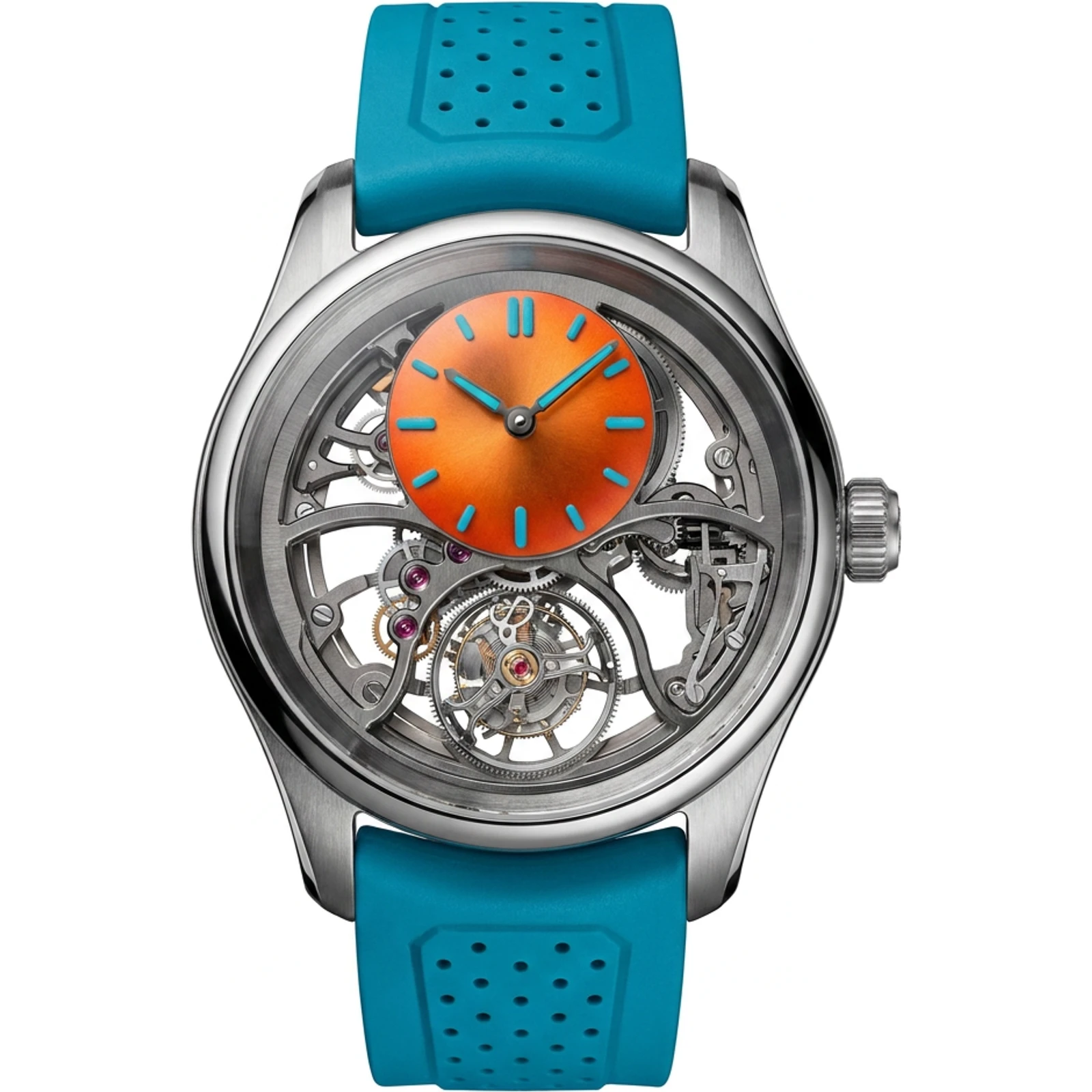 H. Moser & Cie. Pioneer Cylindrical Tourbillon Skeleton Spiced Aqua 3811-1203