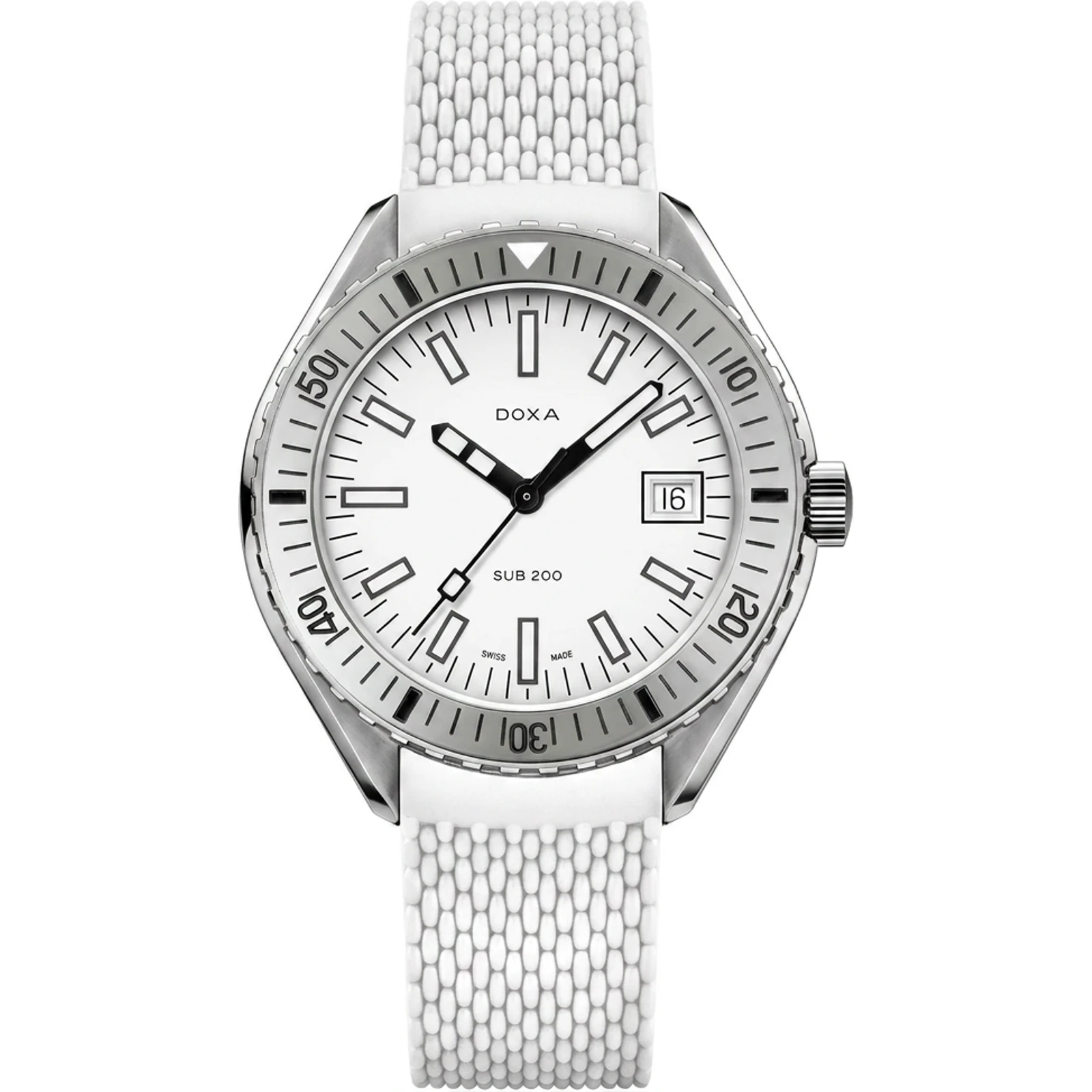 Doxa Whitepearl - Stainless steel / Rubber, standard 796.10.011.23