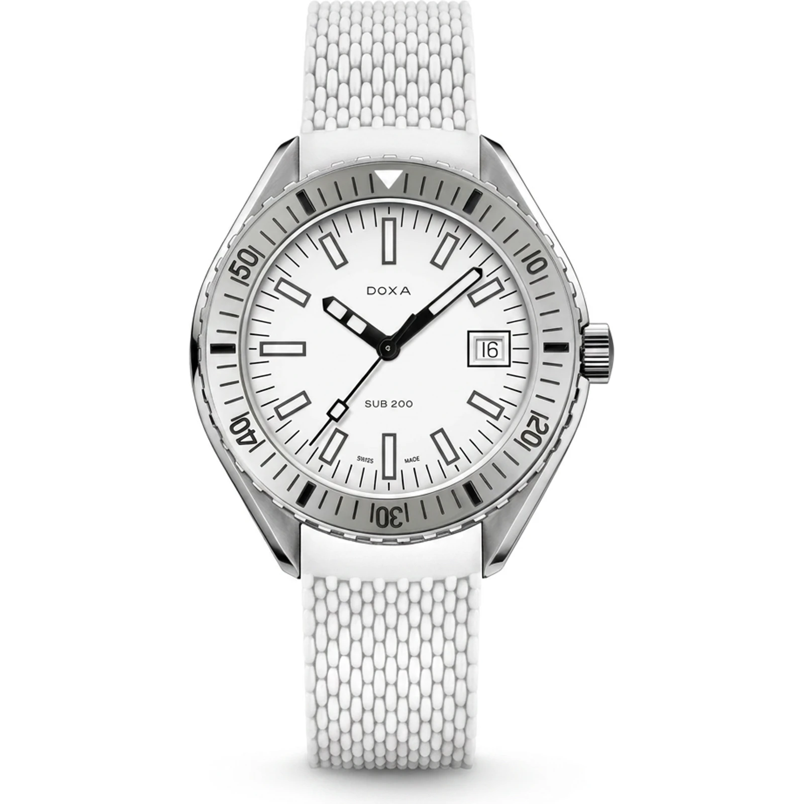 Doxa Whitepearl - Stainless steel / Rubber, small 796.15.011.23