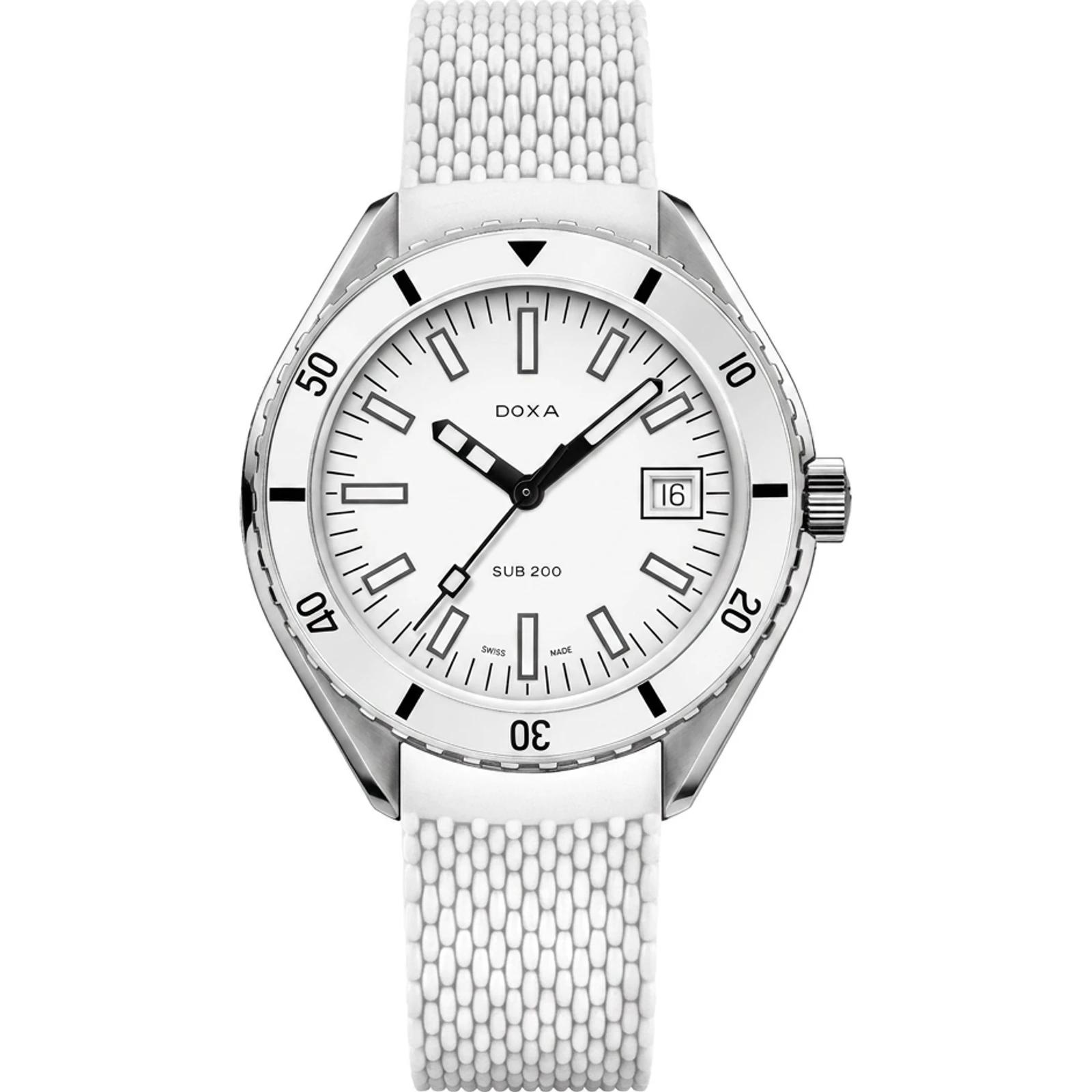 Doxa Whitepearl - Sapphire / Rubber, standard 799.10.011.23