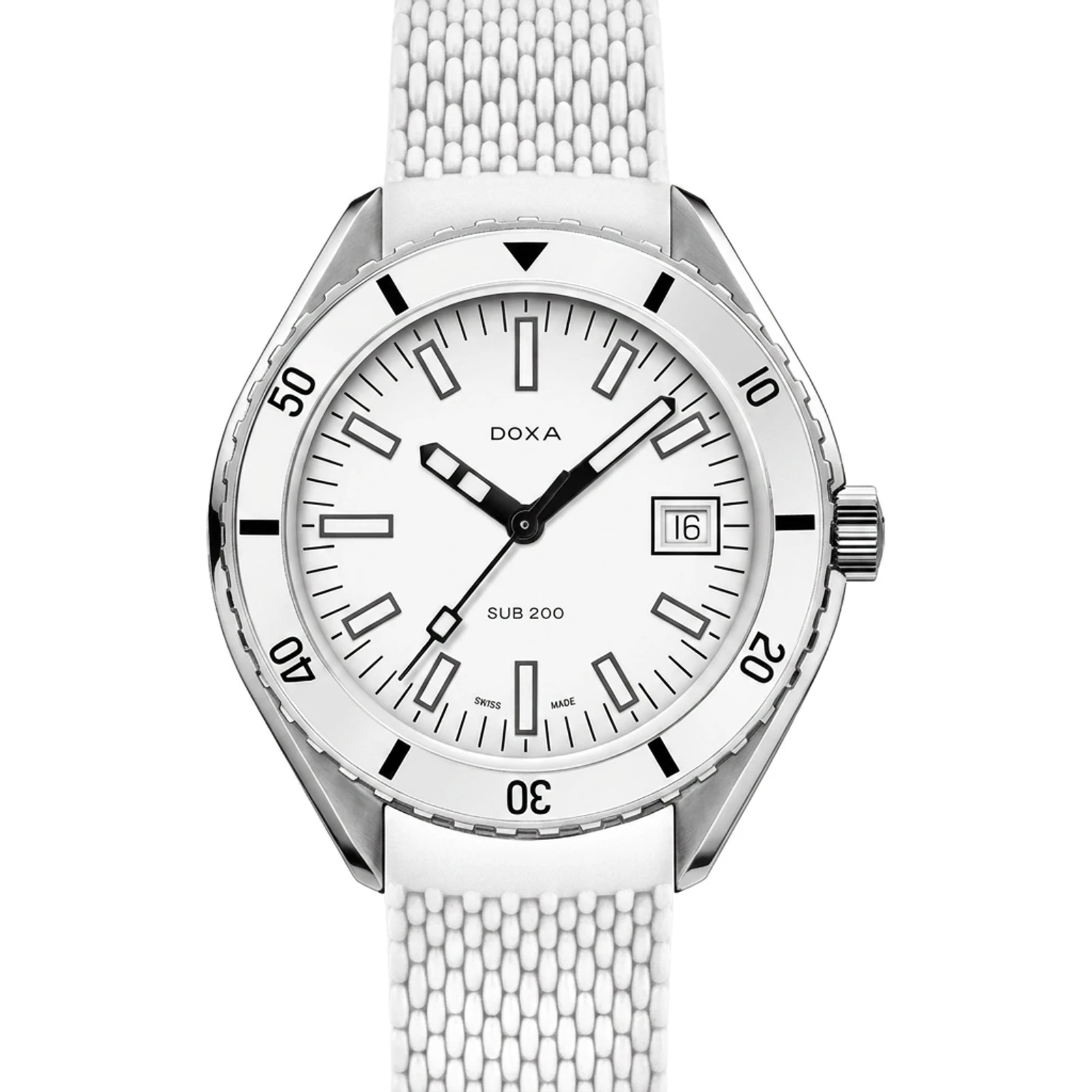 Doxa Whitepearl - Sapphire / Rubber, small 799.15.011.23