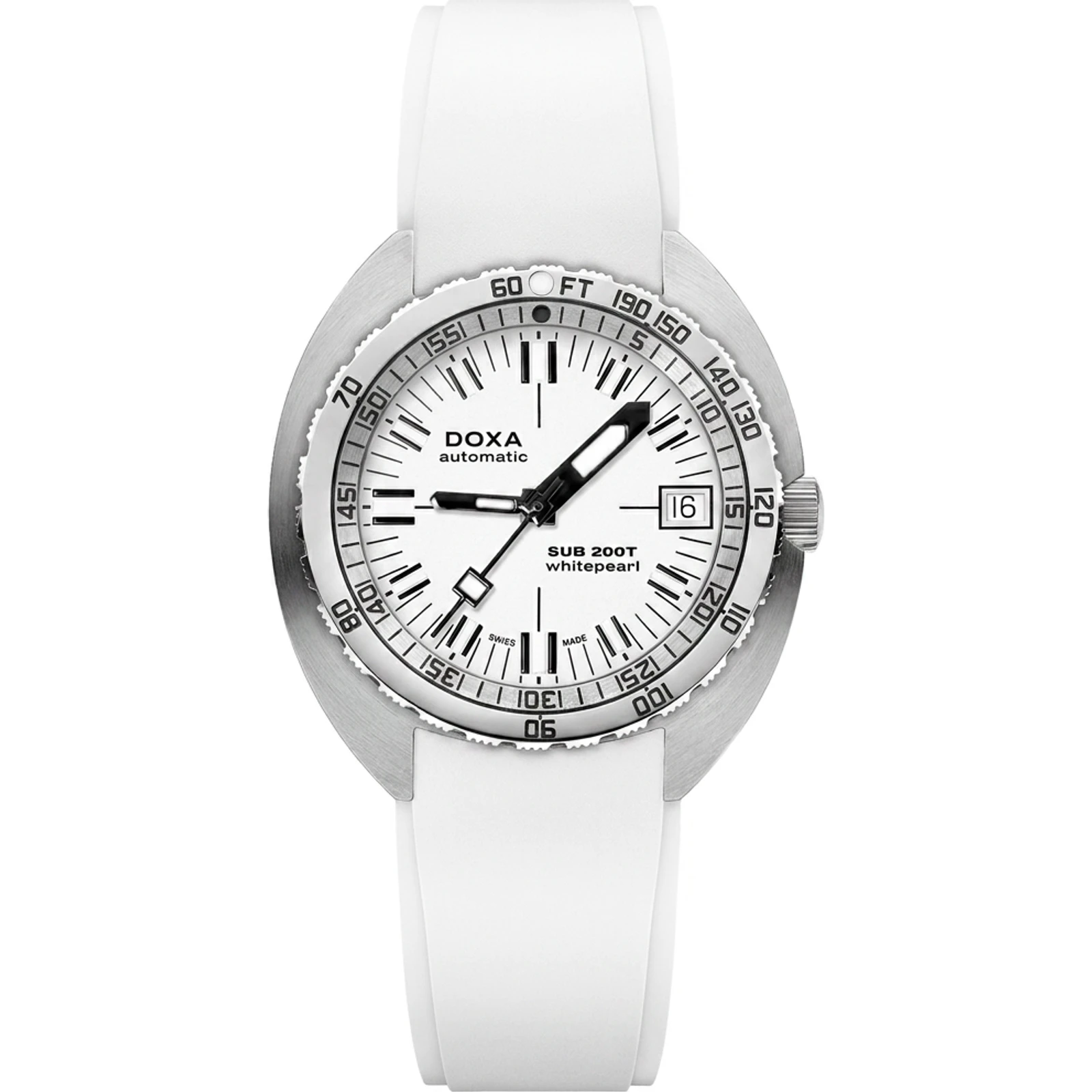 Doxa Whitepearl - Iconic / Rubber 804.10.011.23