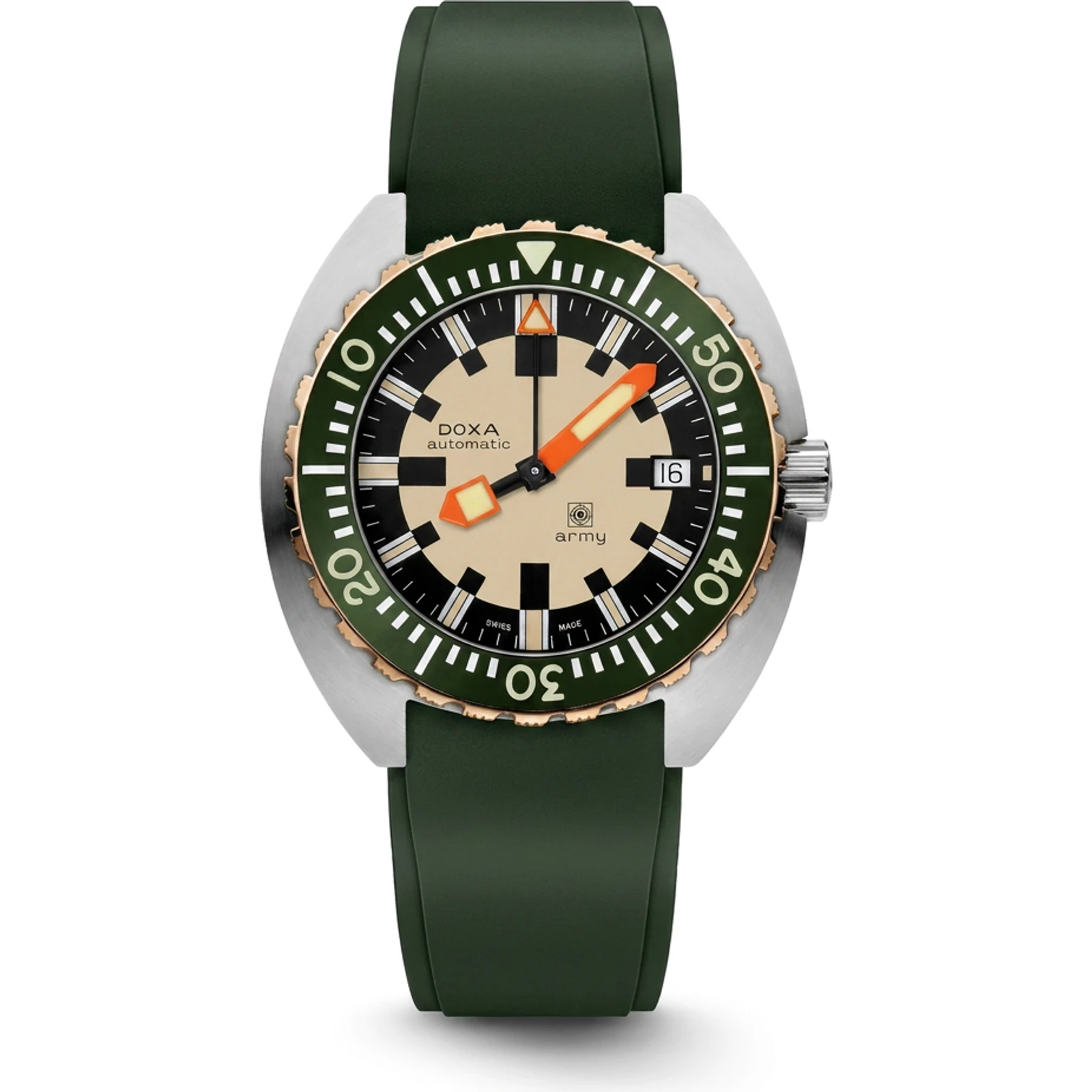 DOXA Army, bronze bezel - Rubber strap green 785.60.031.26