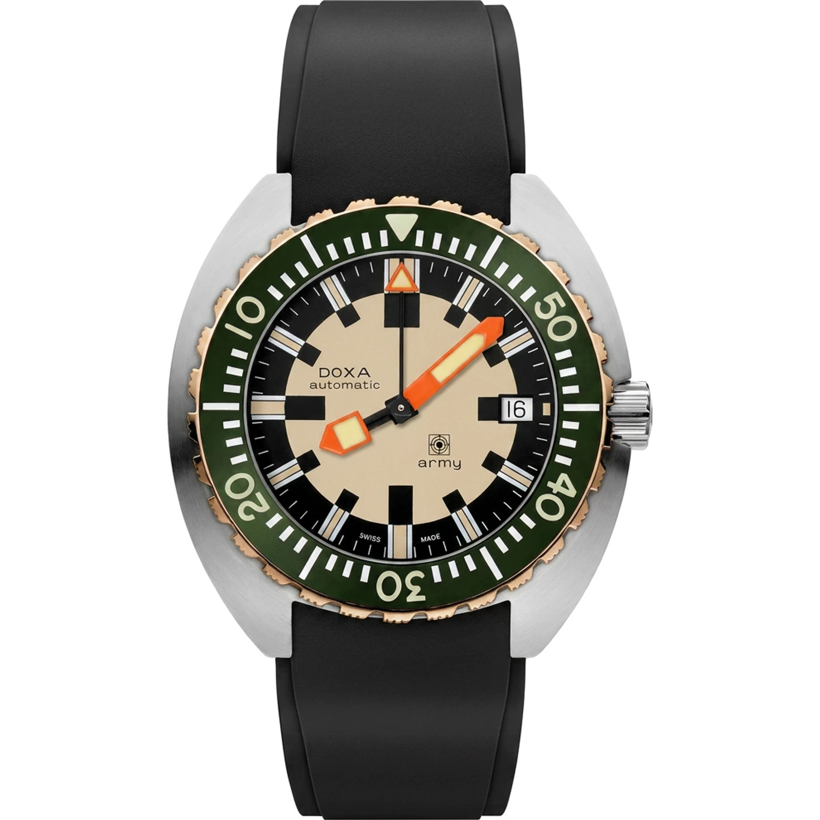 DOXA Army, bronze bezel - Rubber strap black 785.60.031.20
