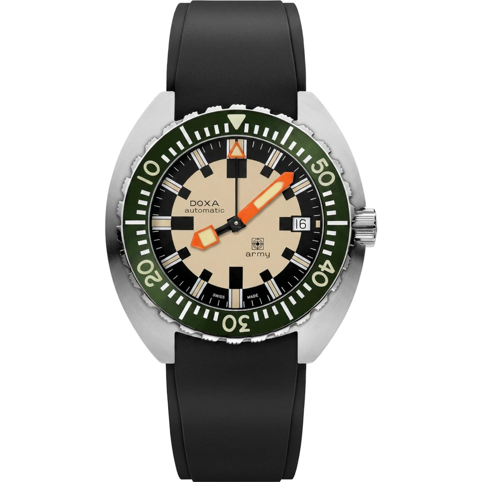 DOXA Army, stainless steel bezel - Rubber strap Black 785.10.031G.20