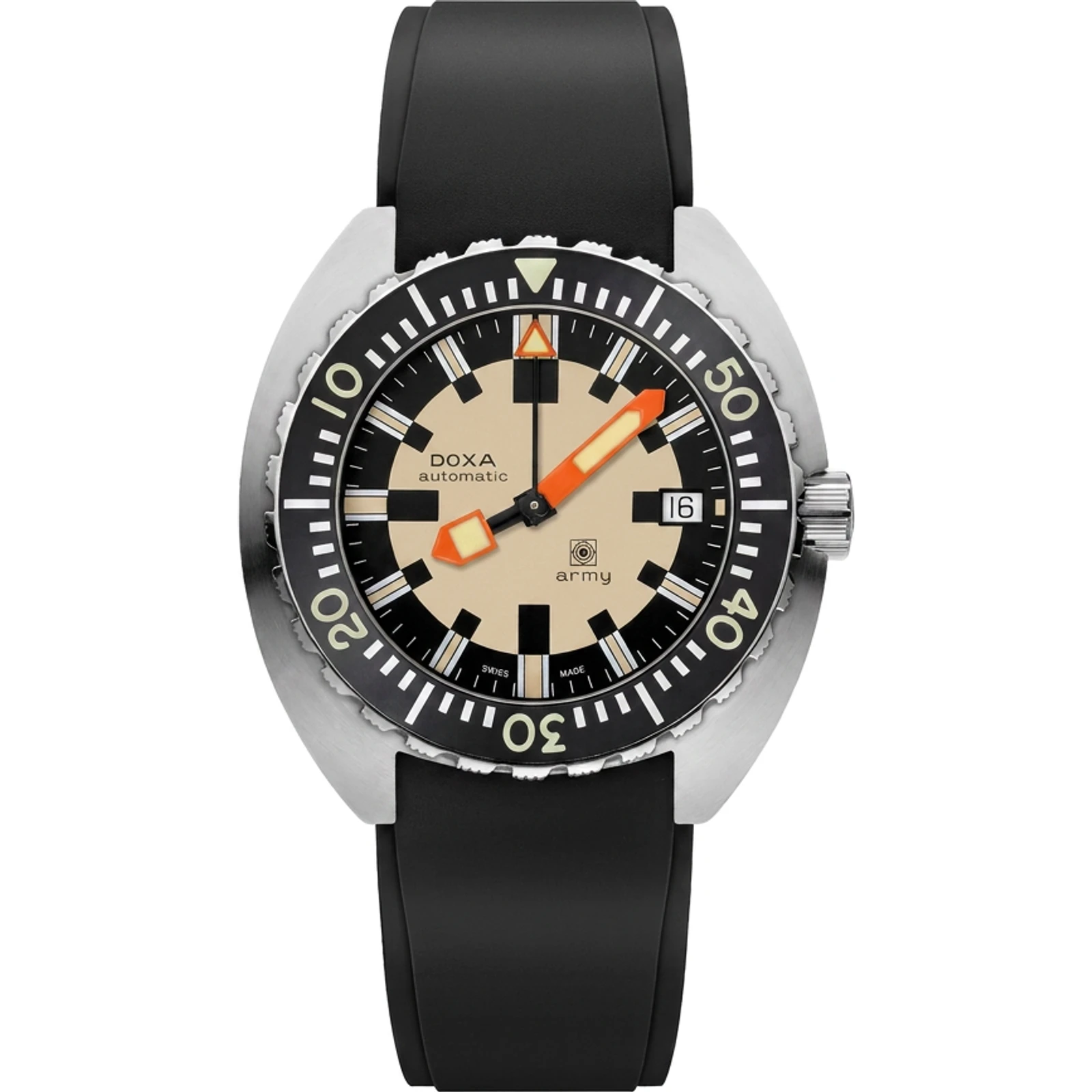DOXA Army, stainless steel bezel - Rubber strap 785.10.031.20