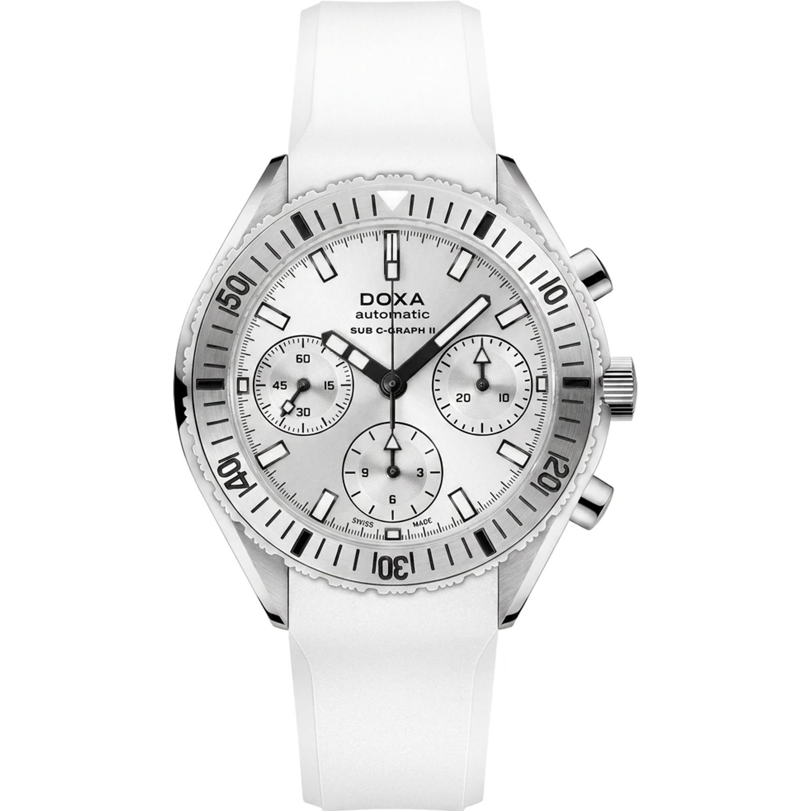 Doxa Whitepearl - Rubber / Stainless steel 797.10.011.23