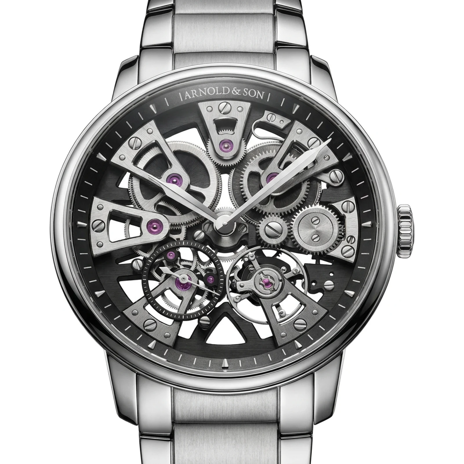 Arnold & Son Nebula 40 Steel Black Bracelet 1NEGS.B01A.S135D