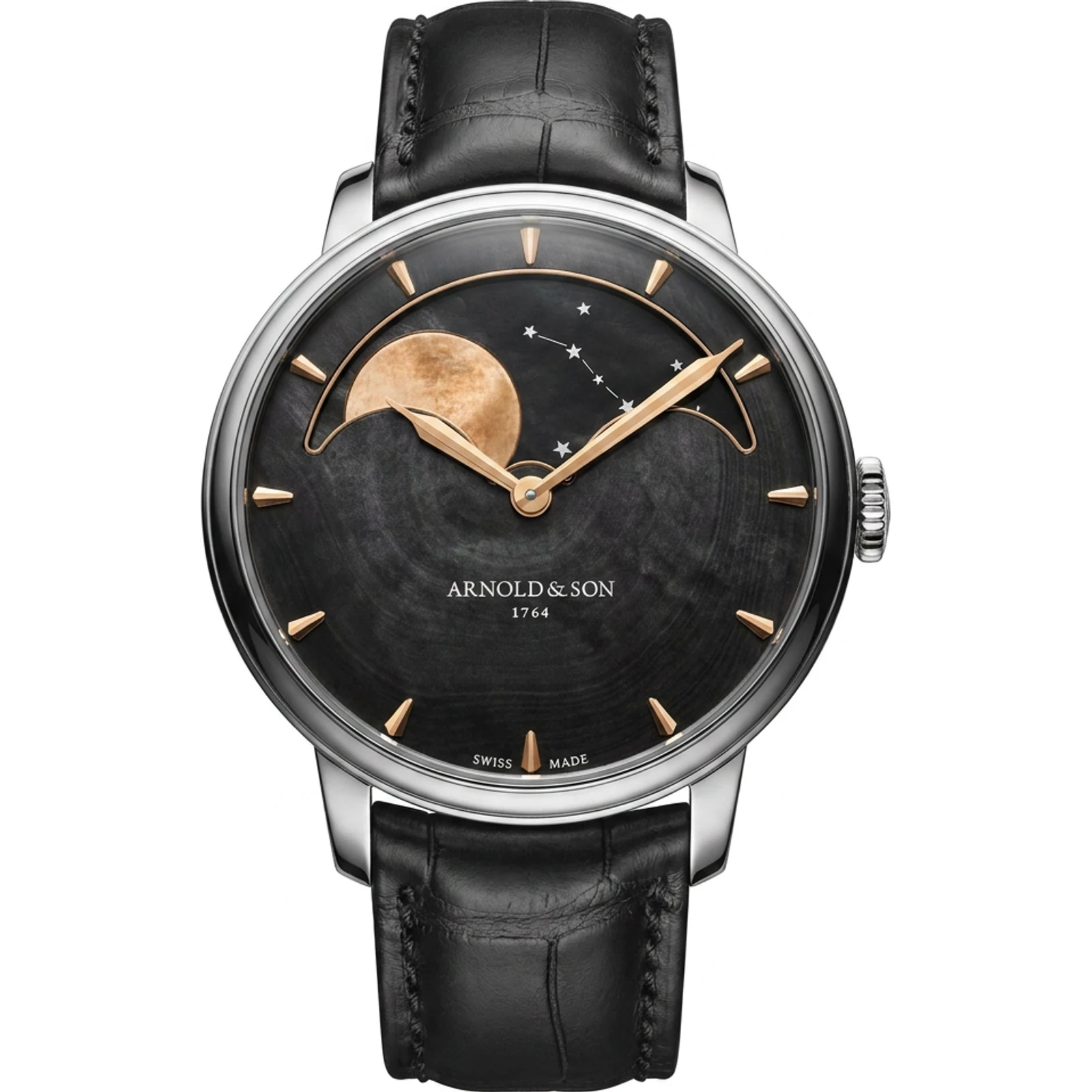 Arnold & Son Perpetual Moon 41.5 Steel Colors of the Moon Black 1GLBS.M02A.C672S