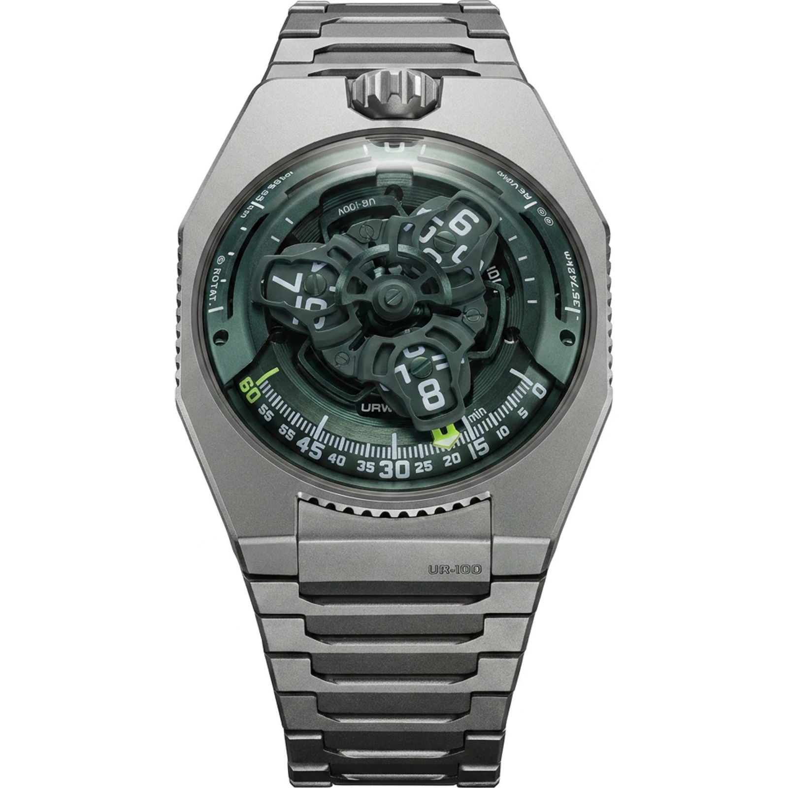 Urwerk UR-100V Magic T Hunter Green — UR-100V-MAGIC-T-HUNTER-GREEN