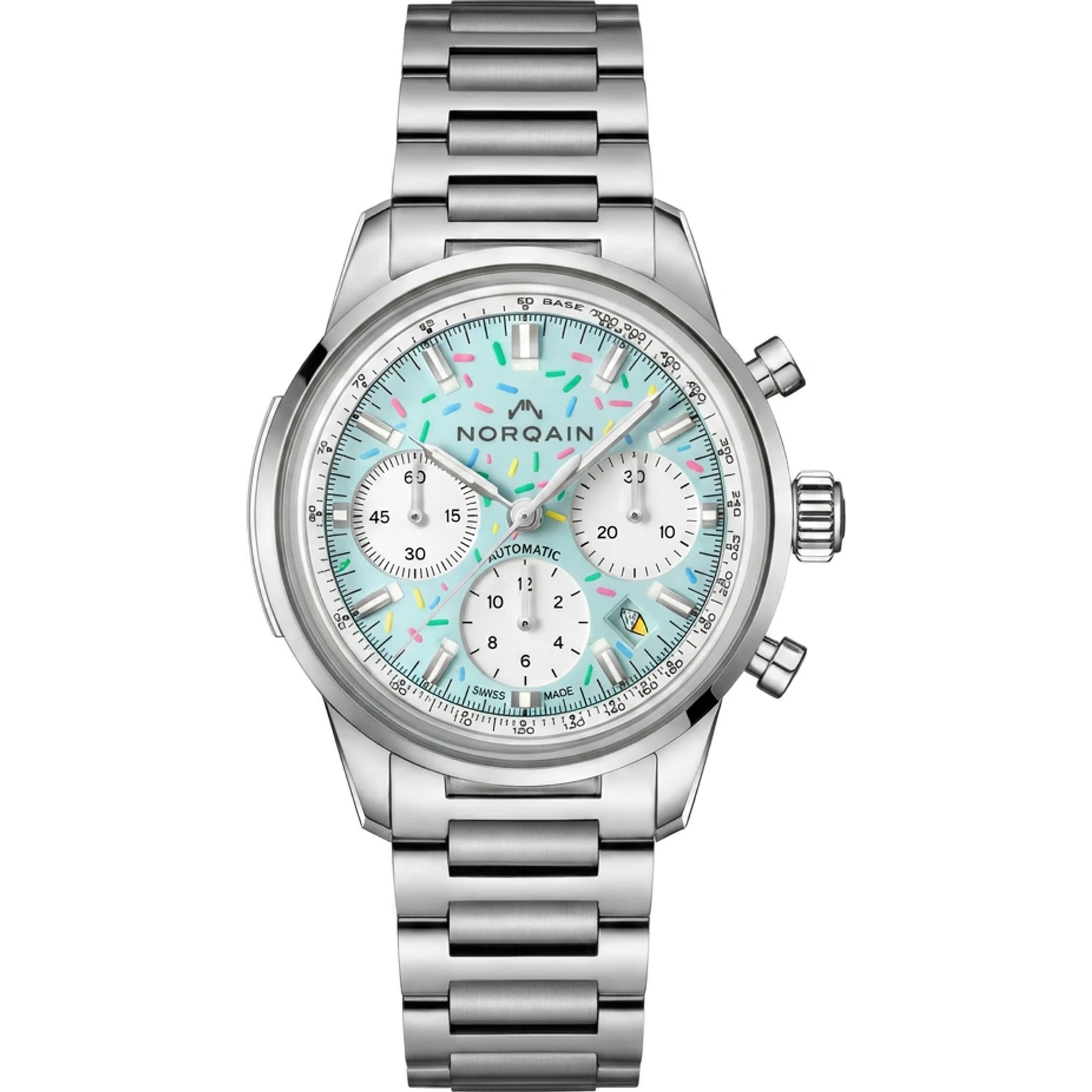 NORQAIN Freedom Chrono Enjoy Life Sprinkles Blue Raspberry — Steel — N2201.19S04.A01.S01