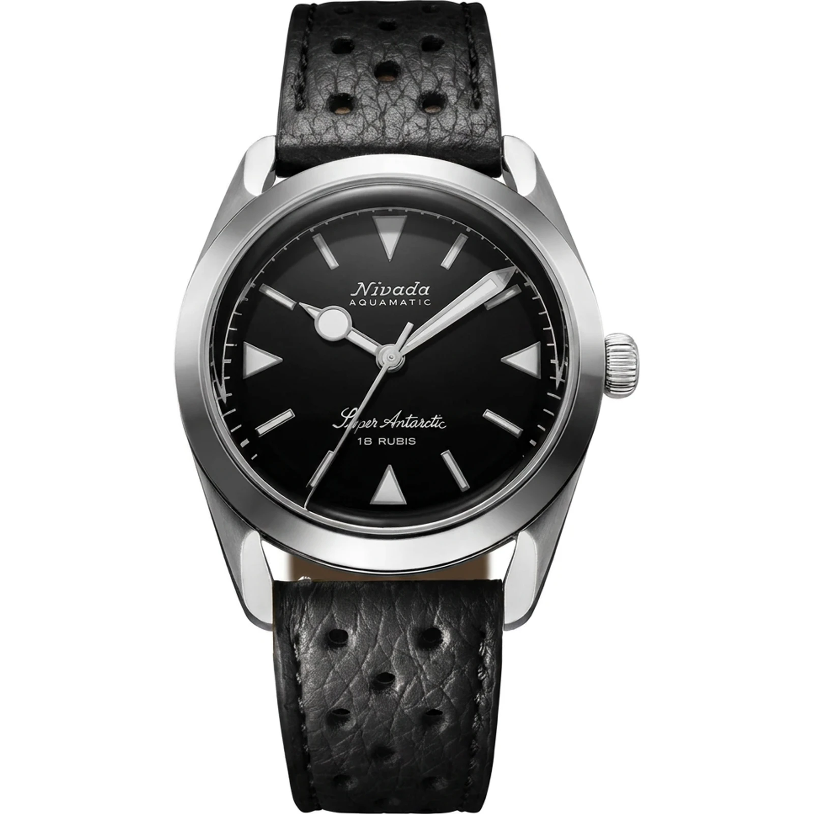 Nivada Grenchen Super Antarctic 35 Black White Luminova — 35014M40