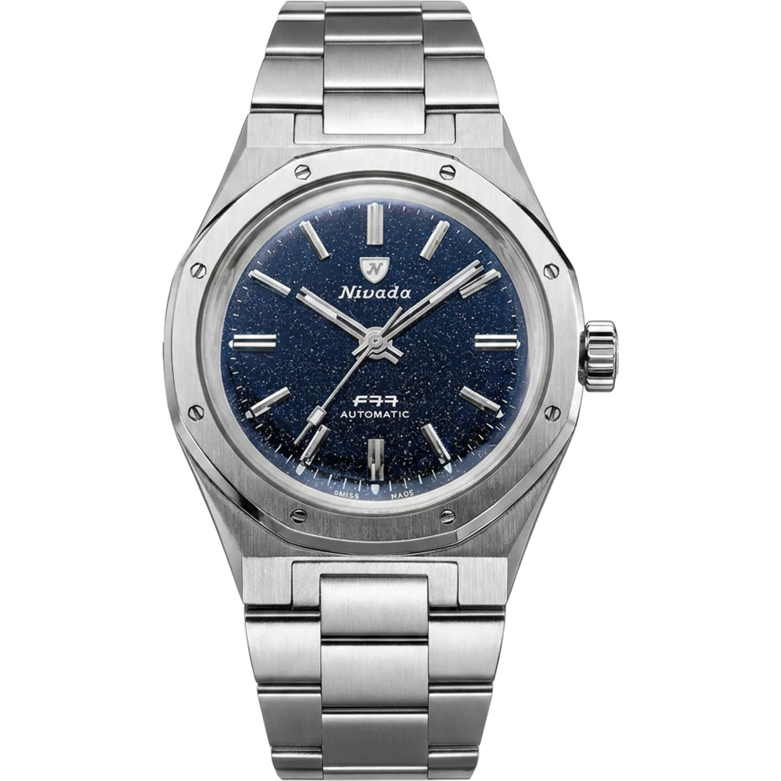 Nivada Grenchen F77 Stainless Steel Dark Blue Aventurine — 68010A77