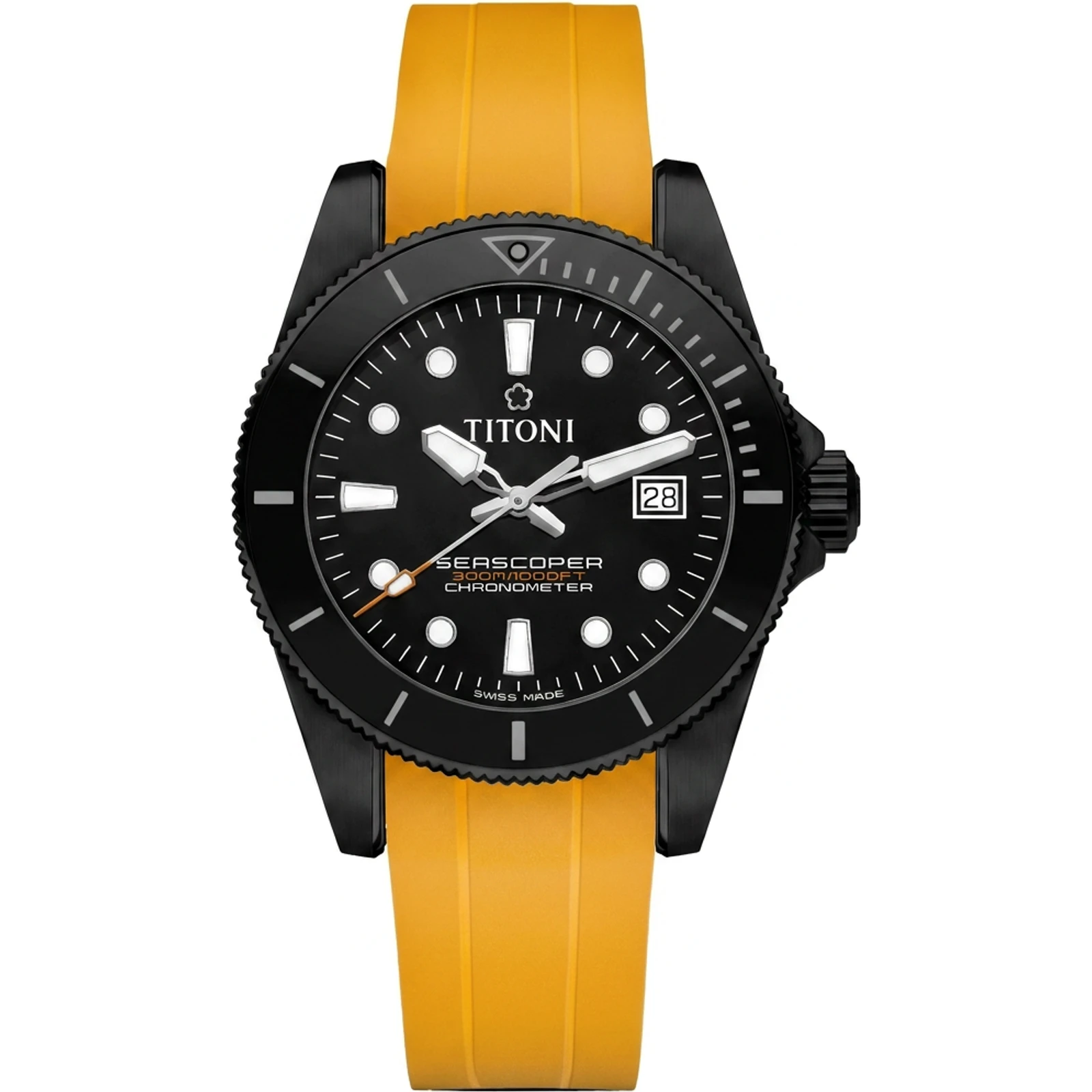TITONI Seascoper 300 DLC Yellow Rubber Limited Edition — 83300 B-BKRY-702