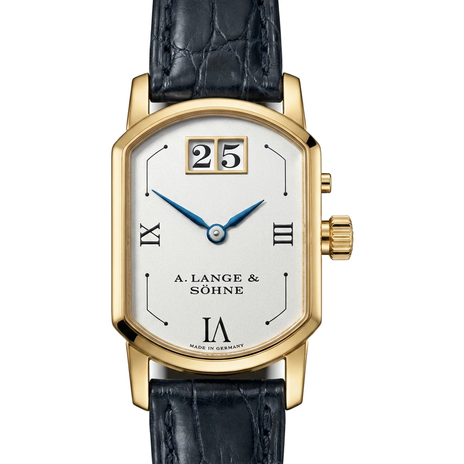 A. Lange Sohne Arkade, yellow gold, silver dial, blued hands, printed numerals 104.001