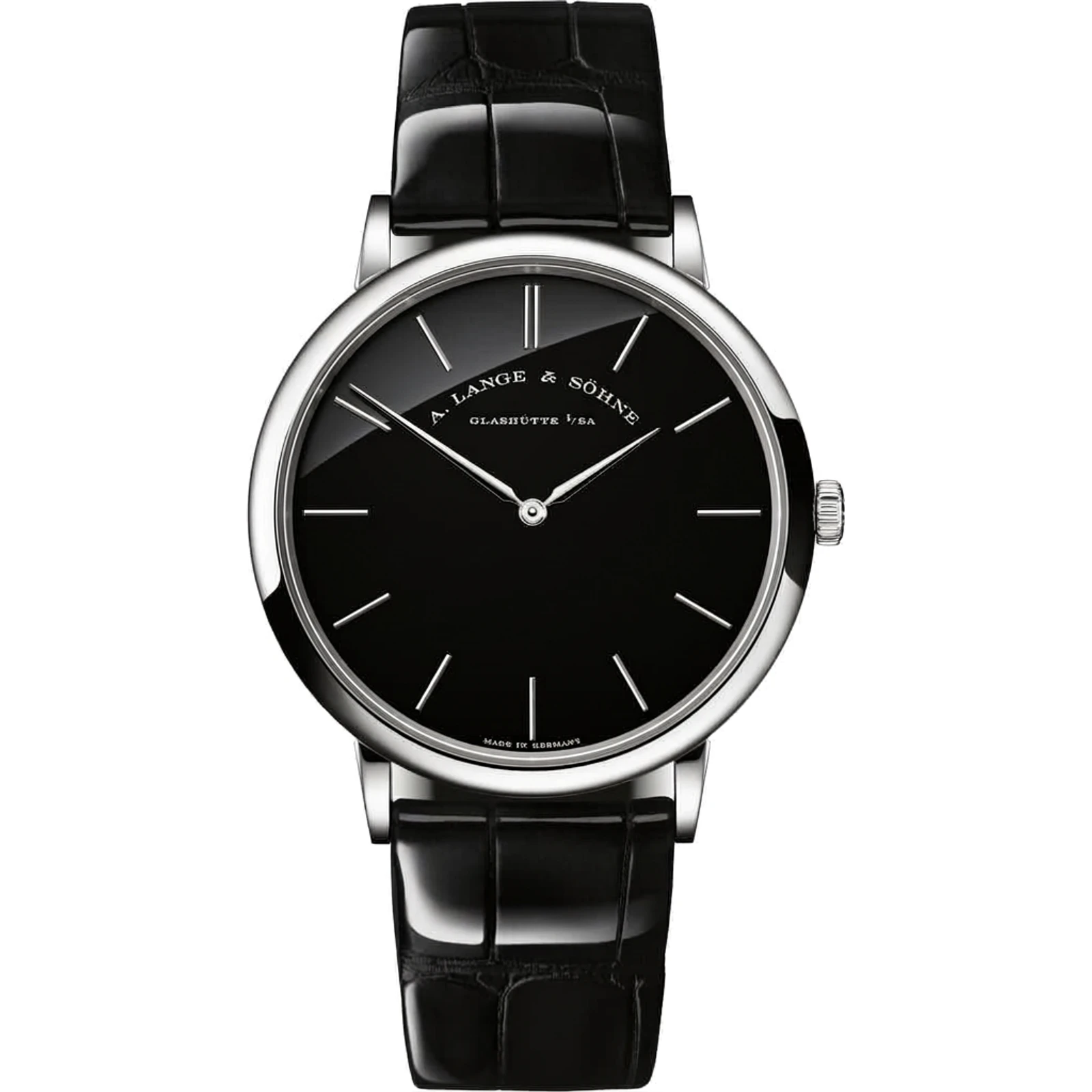 A. Lange Sohne Saxonia Thin, platinum, onyx dial (Honeygold/platinum pair release) 211.062