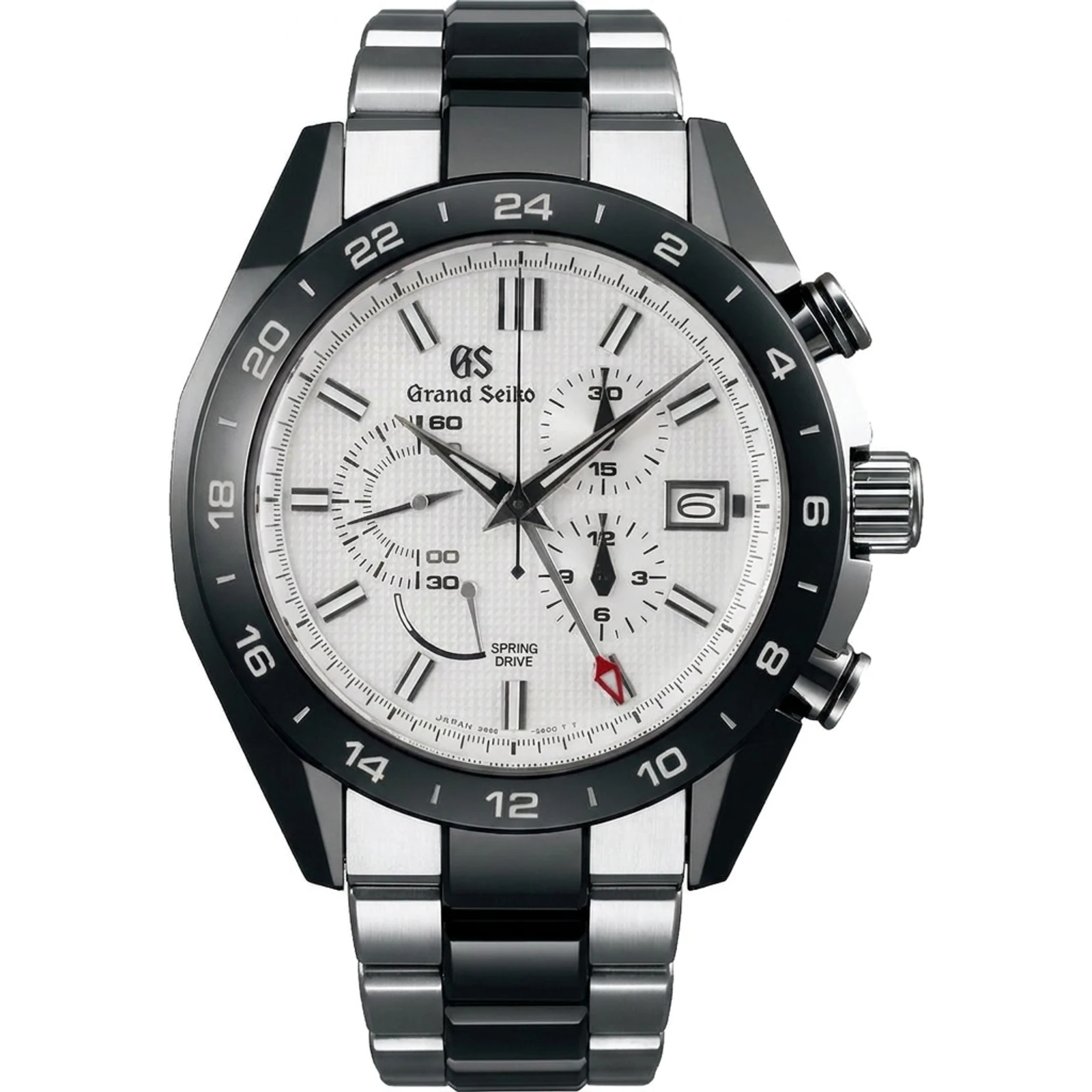 Grand Seiko Sport Collection Spring Drive Chronograph GMT, titanium/black ceramic, white dial (9R86) SBGC221