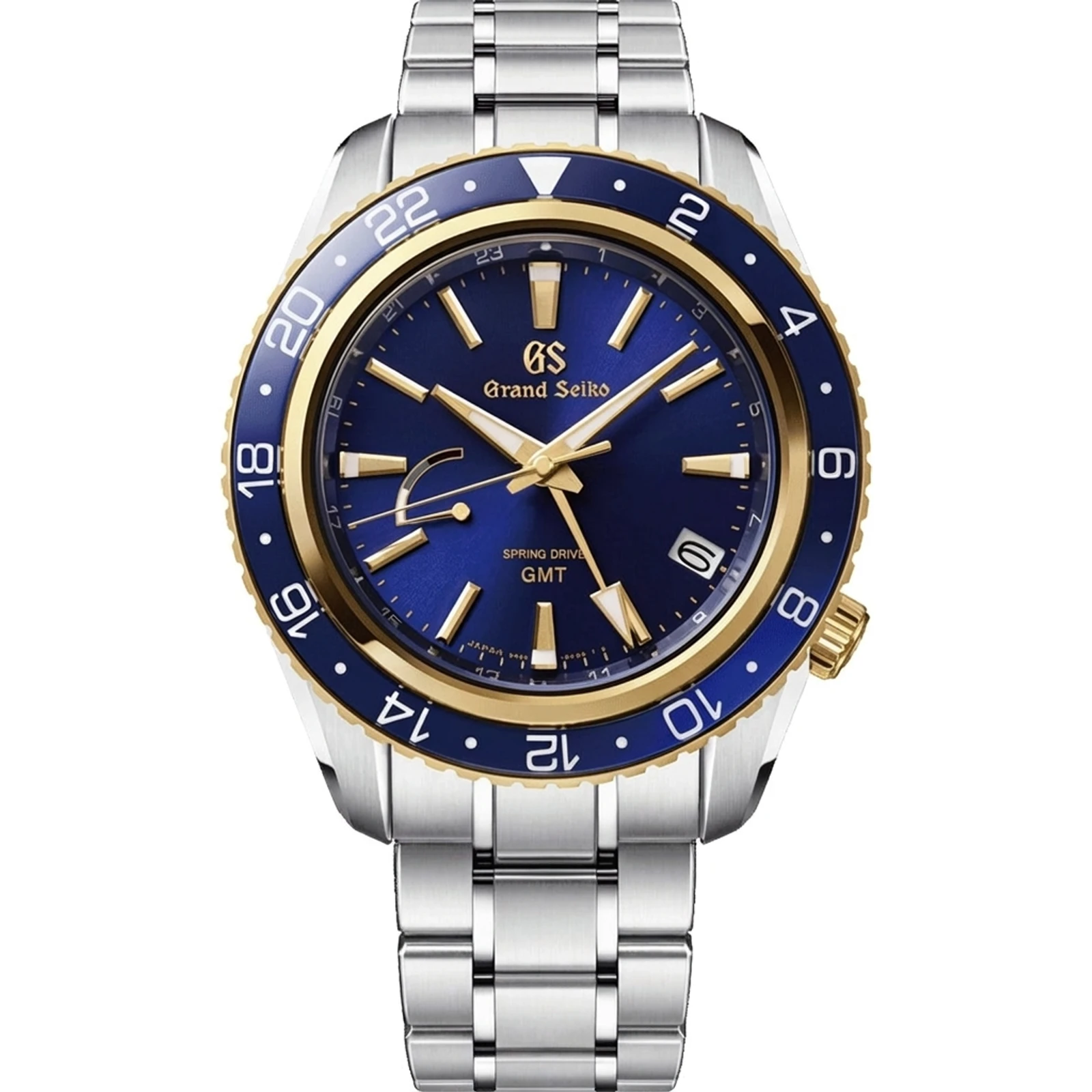 Grand Seiko Spring Drive GMT, blue dial, gold accents SBGE248