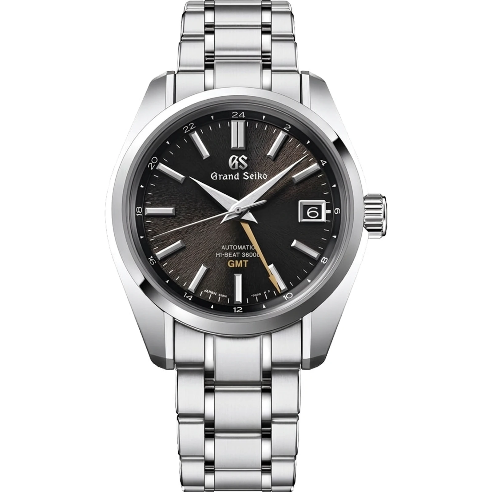Grand Seiko 44GS Hi-Beat 36000 GMT, Ever-Brilliant Steel, warm black "Mt. Iwate" dial (2023 upgrade) SBGJ265