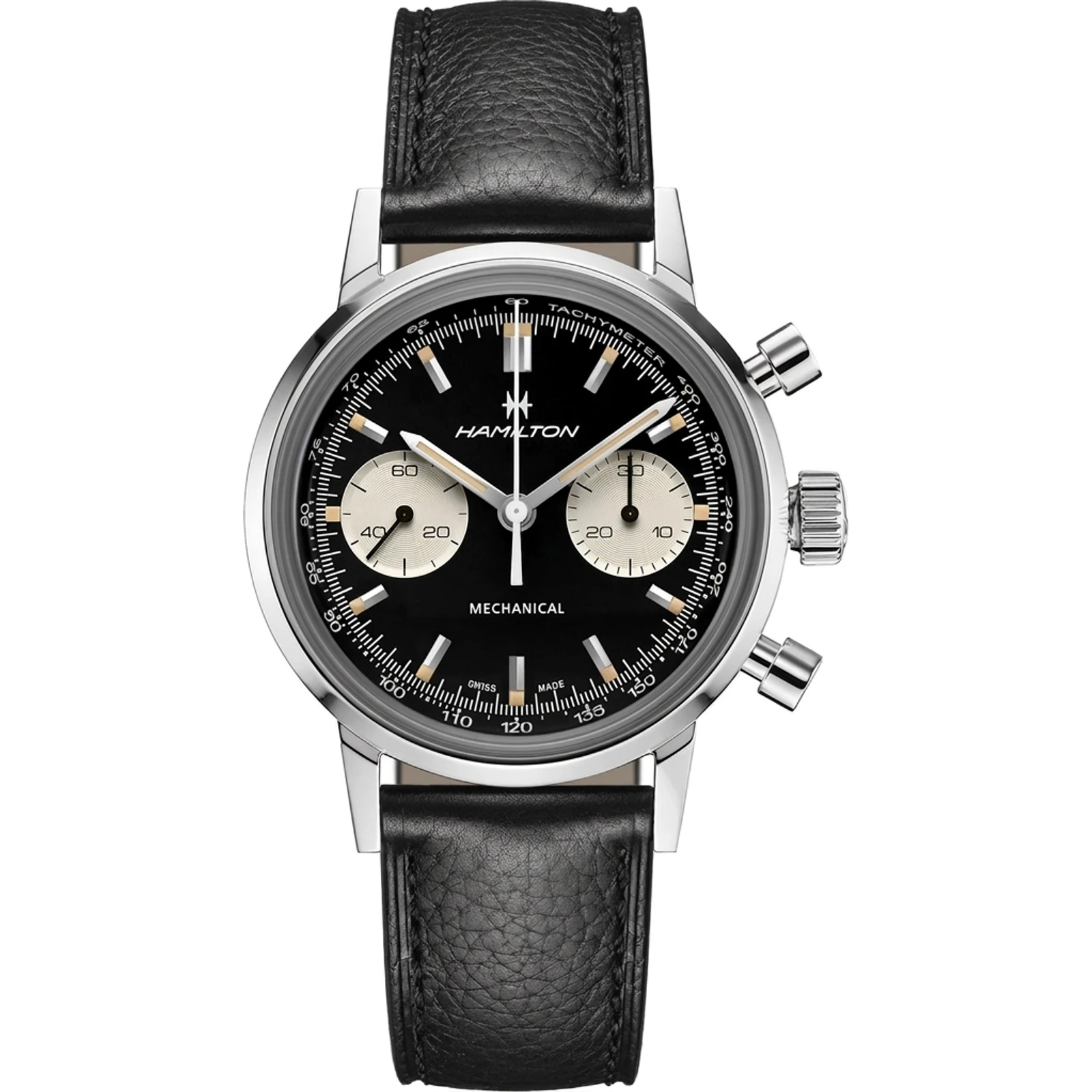 Hamilton American Classic Intra-Matic Chronograph H (Black dial, leather strap) H38429730