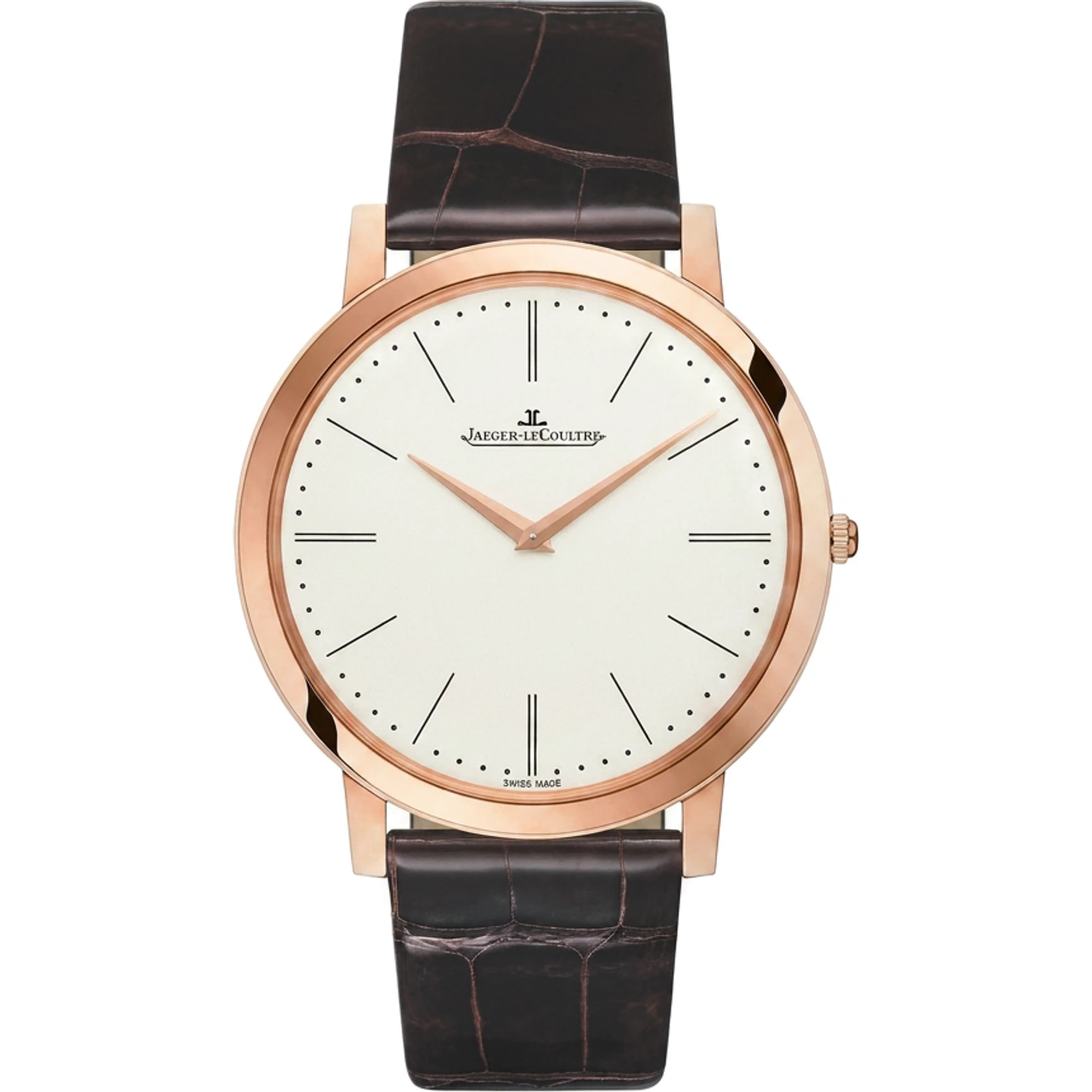 Jaeger-LeCoultre Master Control Ultra Thin 39mm in Rose Gold on Black Alligator Leather Strap with White Dial 1292520
