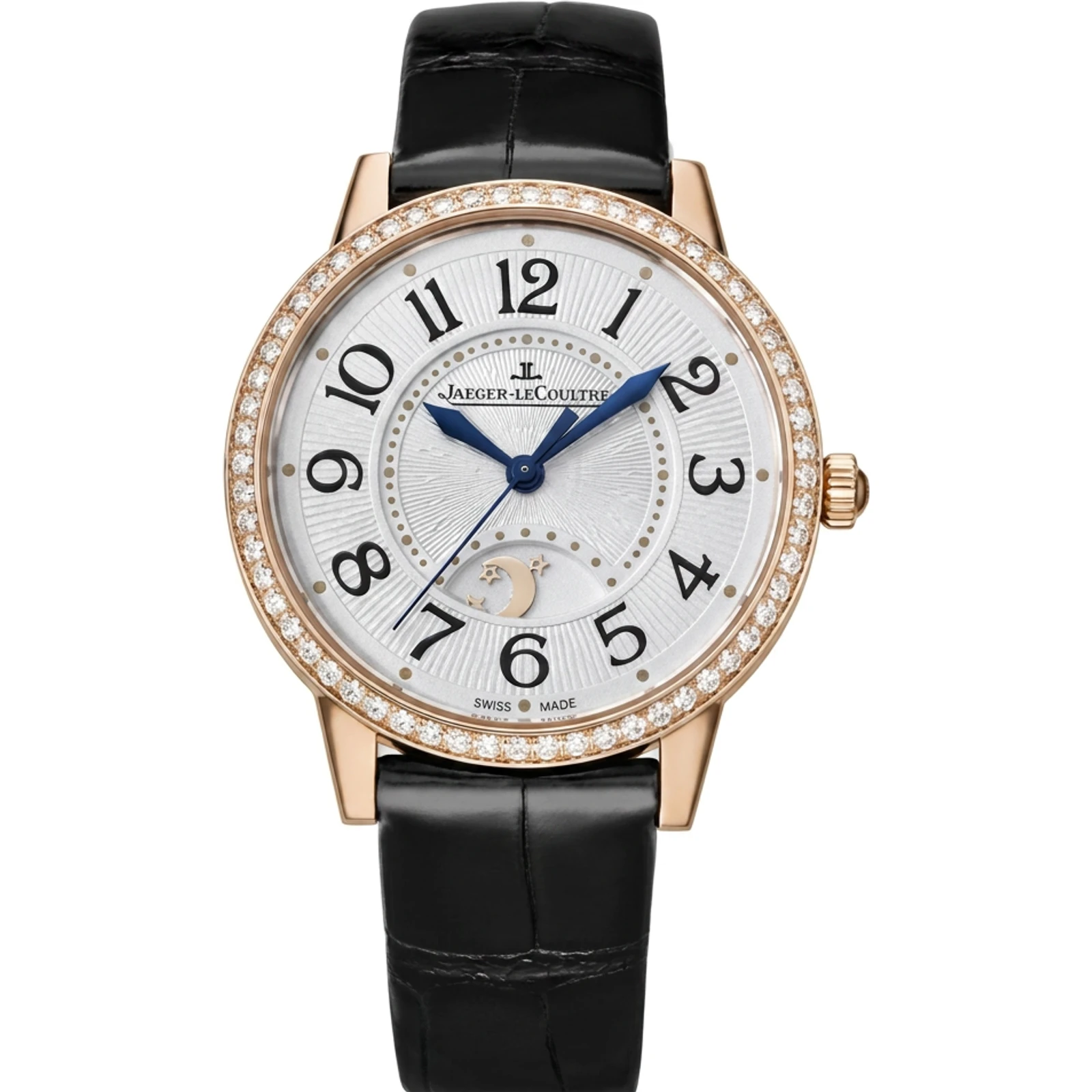 Jaeger-LeCoultre Rose Gold Rendez Vous Night and Day with Diamond Bezel and Silver Dial 344.25.20
