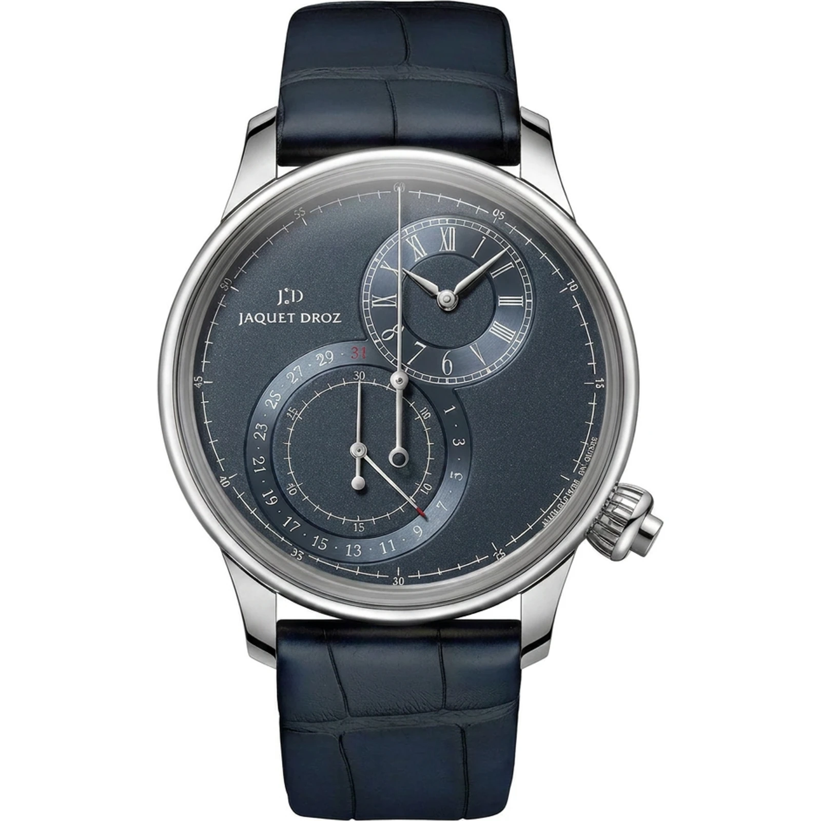 Jaquet Droz Grande Seconde Off-Centered Chronograph, blue dial, steel J007830241
