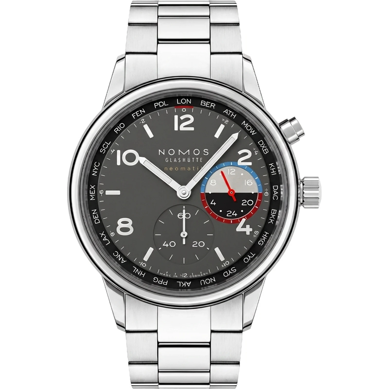 NOMOS Club Sport neomatik Worldtimer Volcano 790.S1