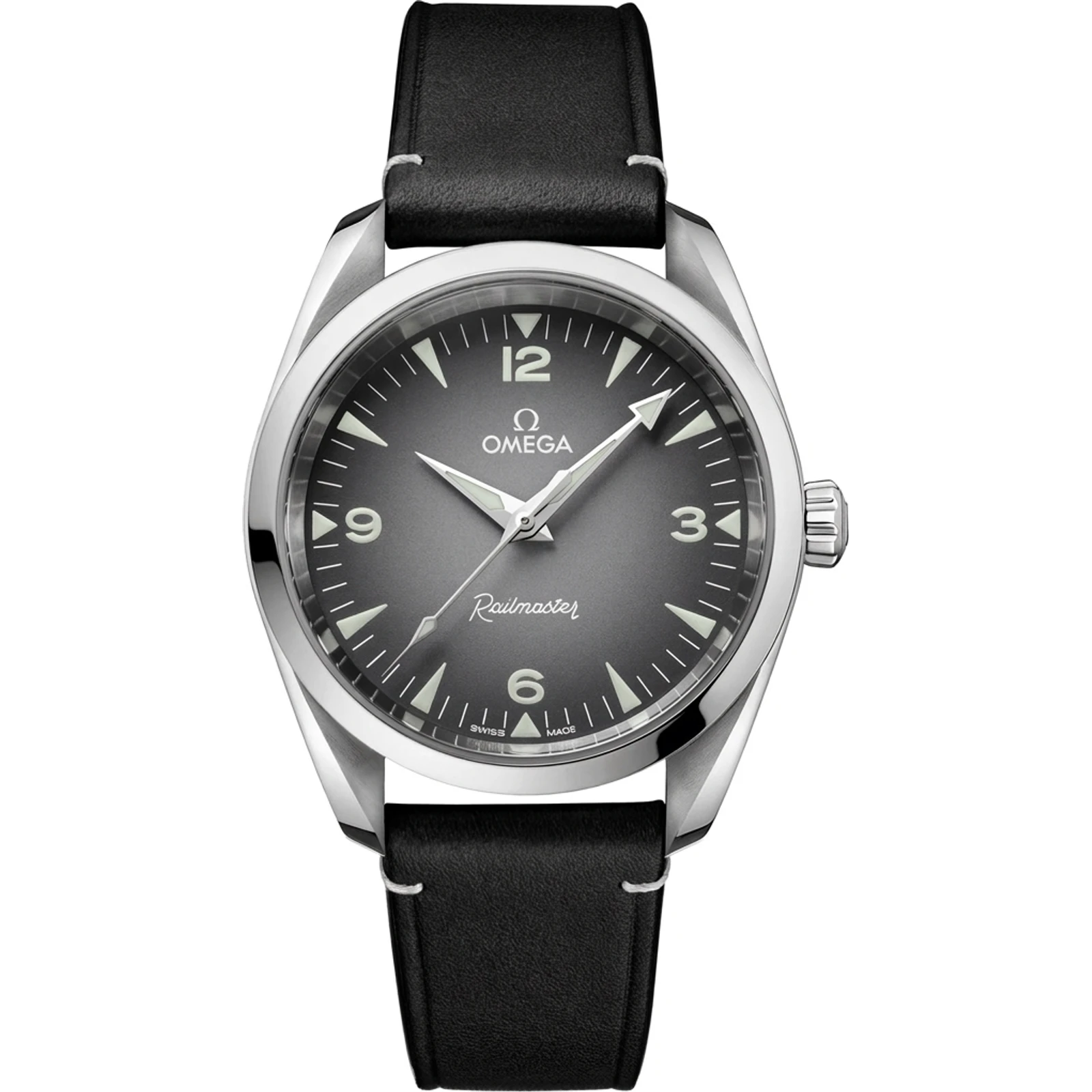 Omega Seamaster Railmaster Co-Axial Master Chronometer 38mm, grey dial, leather strap 235.12.38.20.06.001