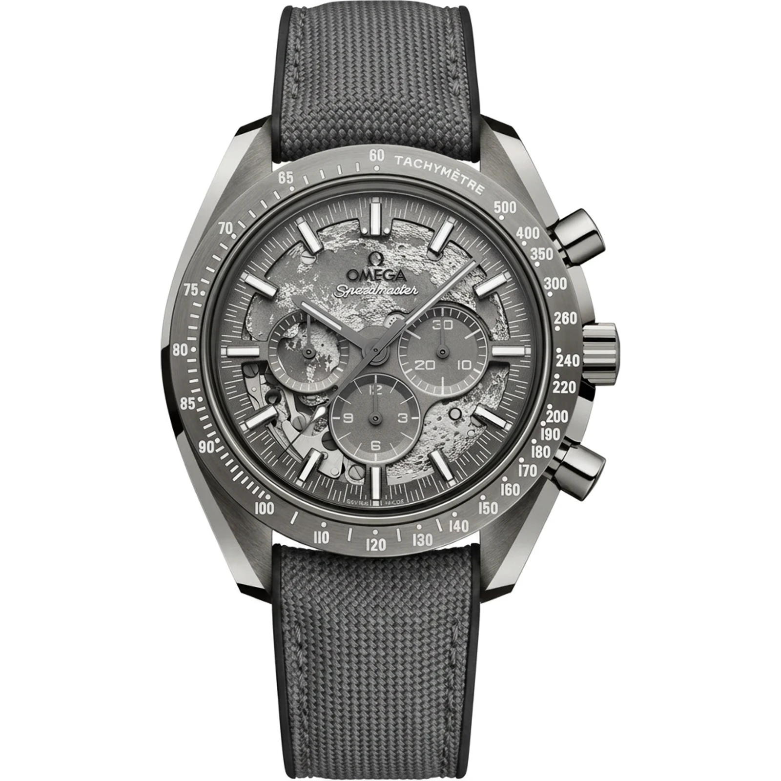 Omega Speedmaster Grey Side of the Moon (2025 generation), plasma-ceramic, rubber strap 310.92.44.50.06.002