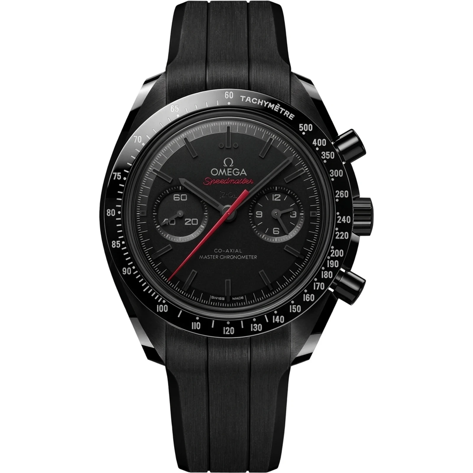 Omega Speedmaster Dark Side of the Moon (2025 generation), black ceramic, manual-winding, textile strap 310.92.44.51.01.001